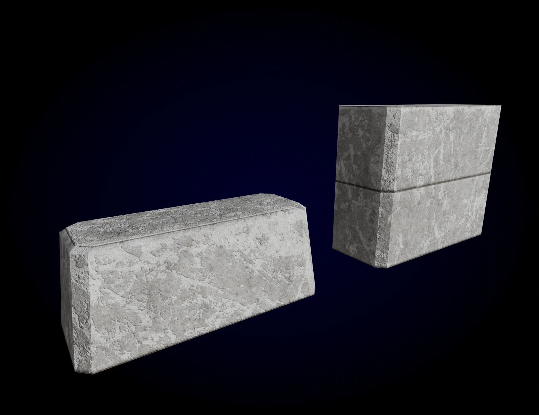 Concrete Bridge Parts Kit Low-poly 3D model_16