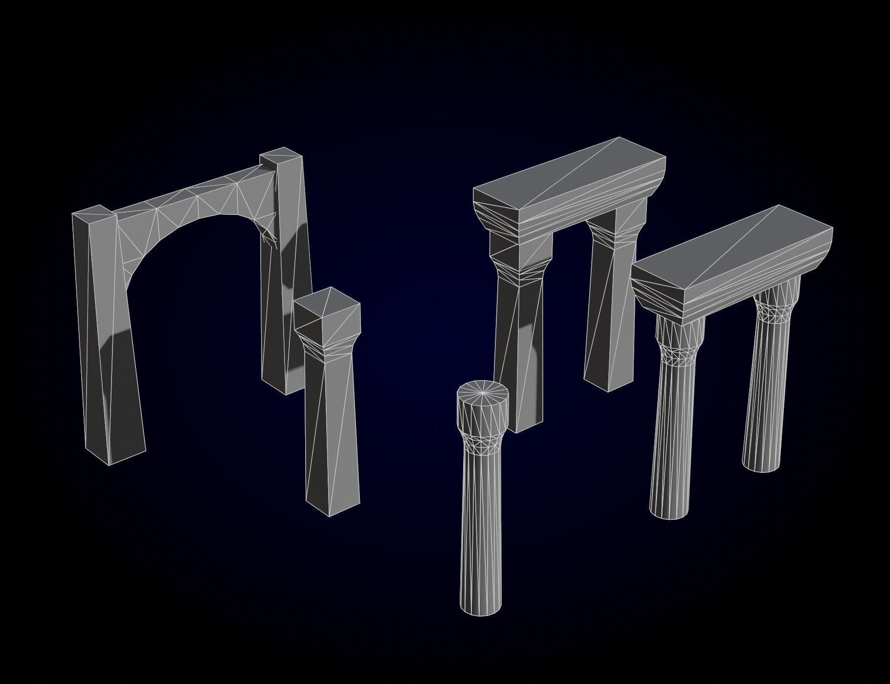 Concrete Bridge Parts Kit Low-poly 3D model_21