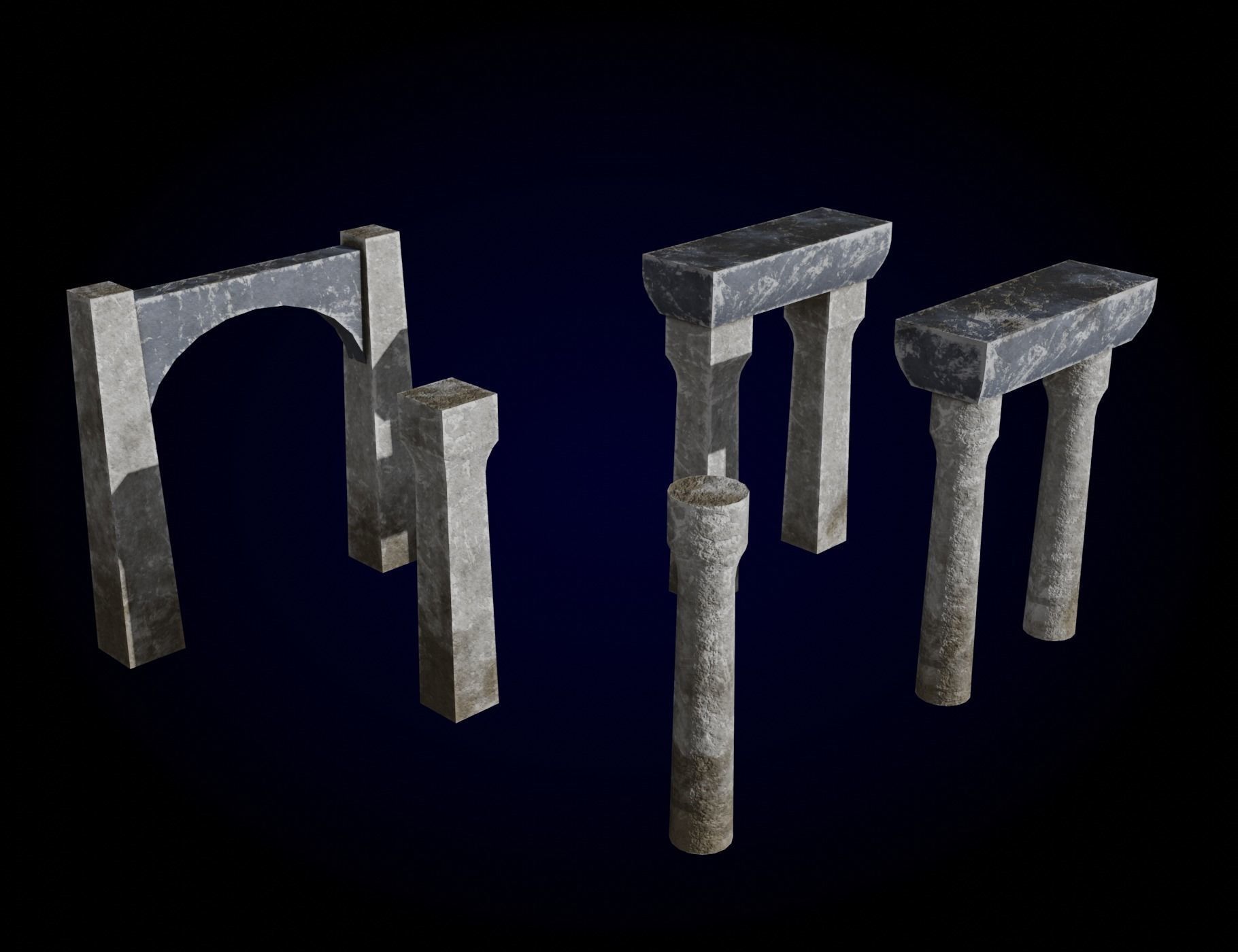 Concrete Bridge Parts Kit Low-poly 3D model_6