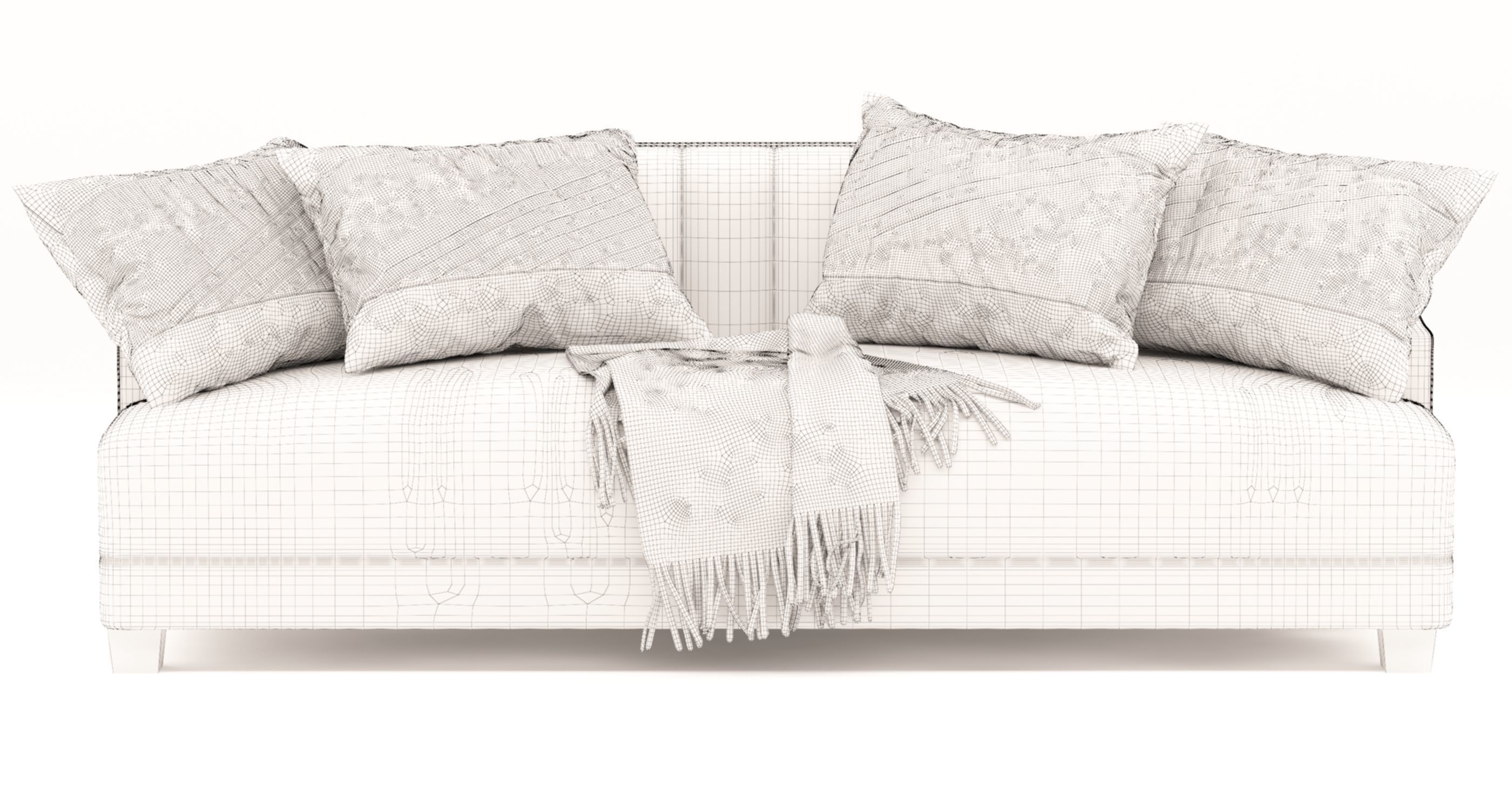 Modern Sofa with blanket and throw pillows 3D model_8