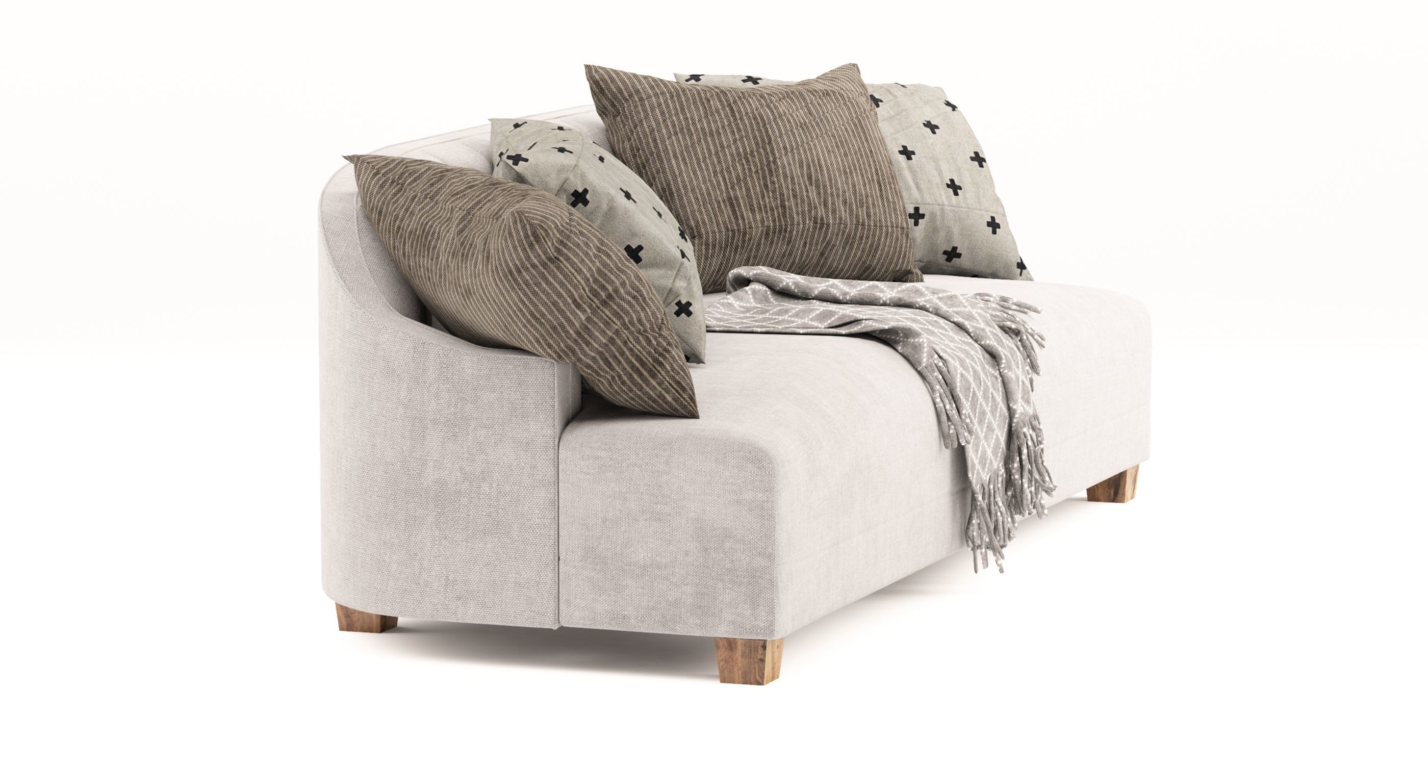 Modern Sofa with blanket and throw pillows 3D model_5