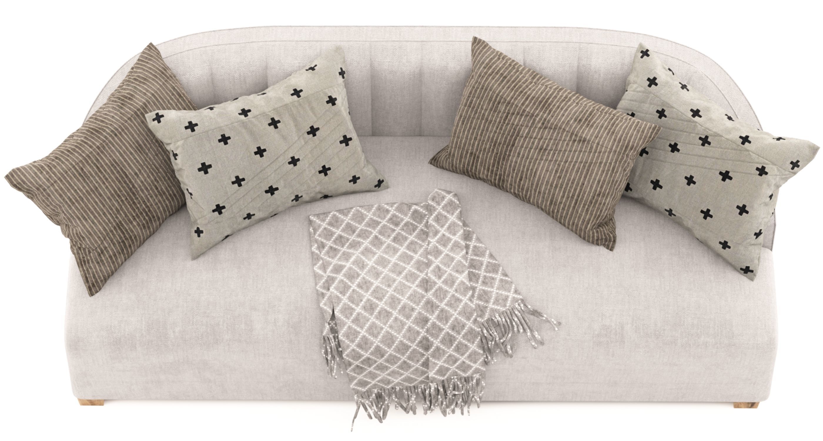 Modern Sofa with blanket and throw pillows 3D model_7