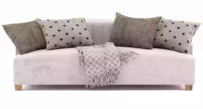 Modern Sofa with blanket and throw pillows