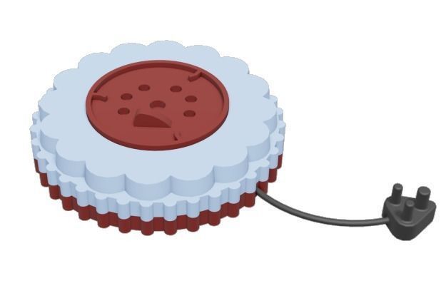 Round Power Extension Cord Low-poly 3D model_1