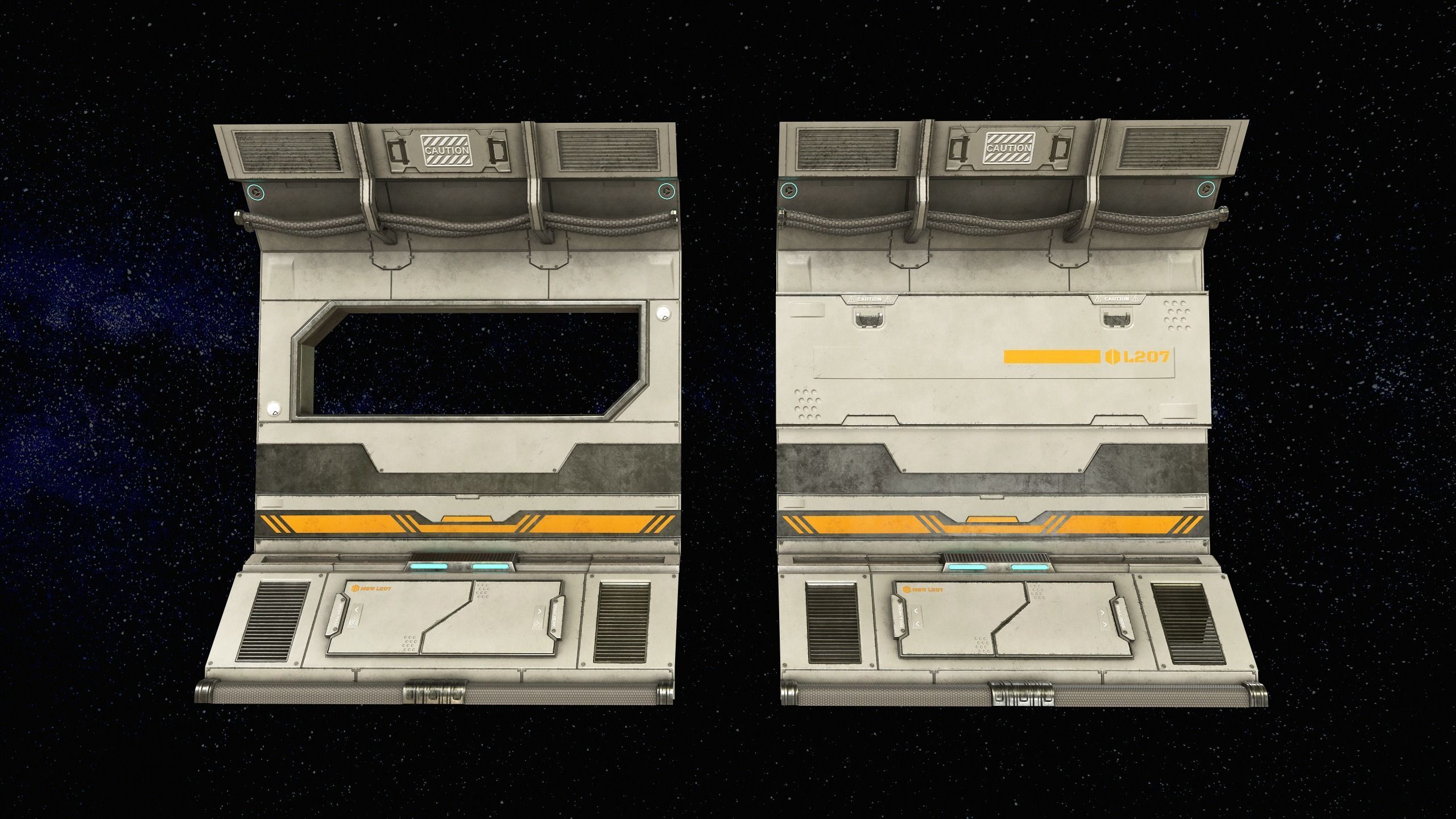 Sci-Fi Modular Corridor with Door Ver 2 Low-poly 3D model_6