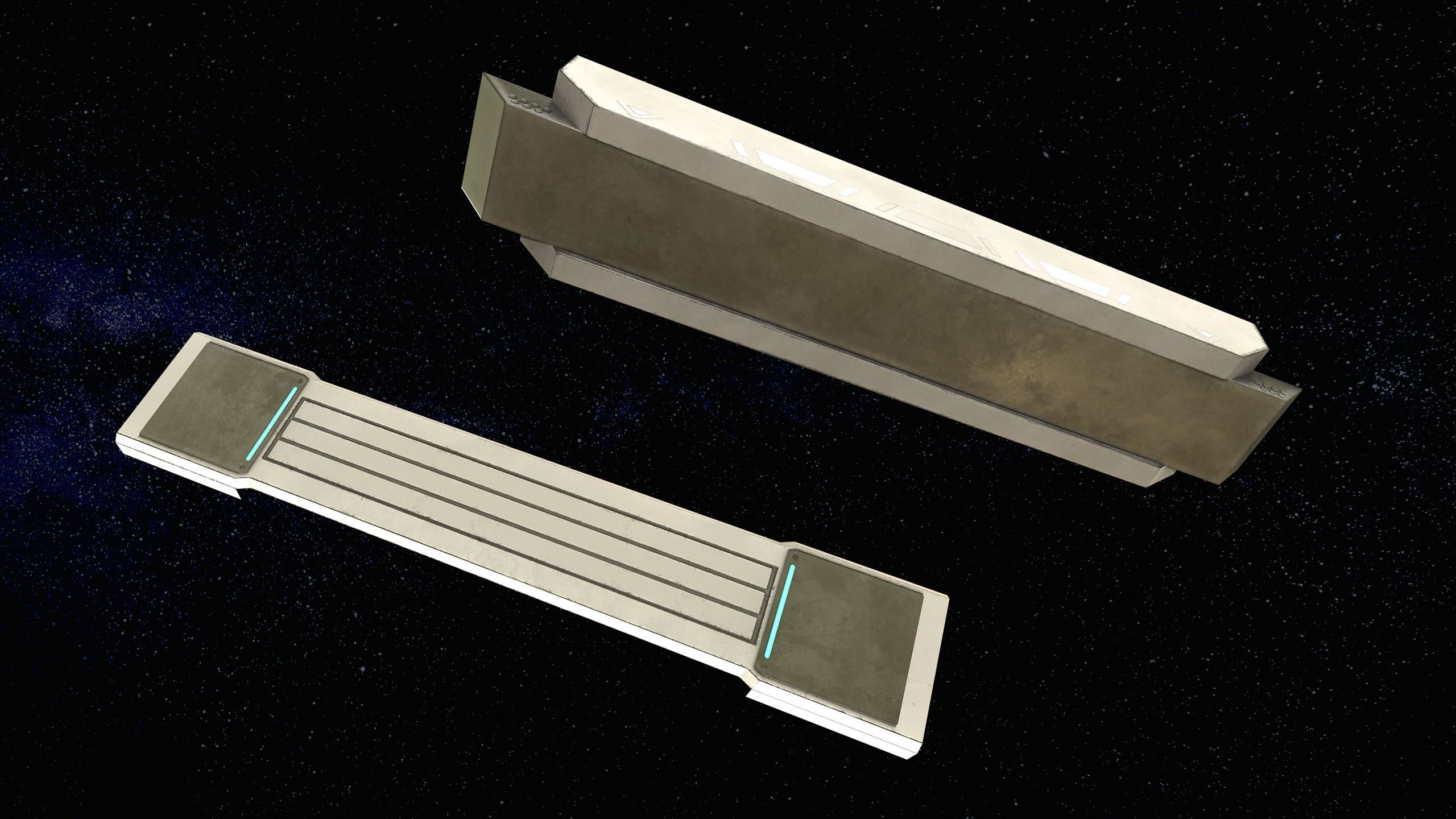 Sci-Fi Modular Corridor with Door Ver 2 Low-poly 3D model_10