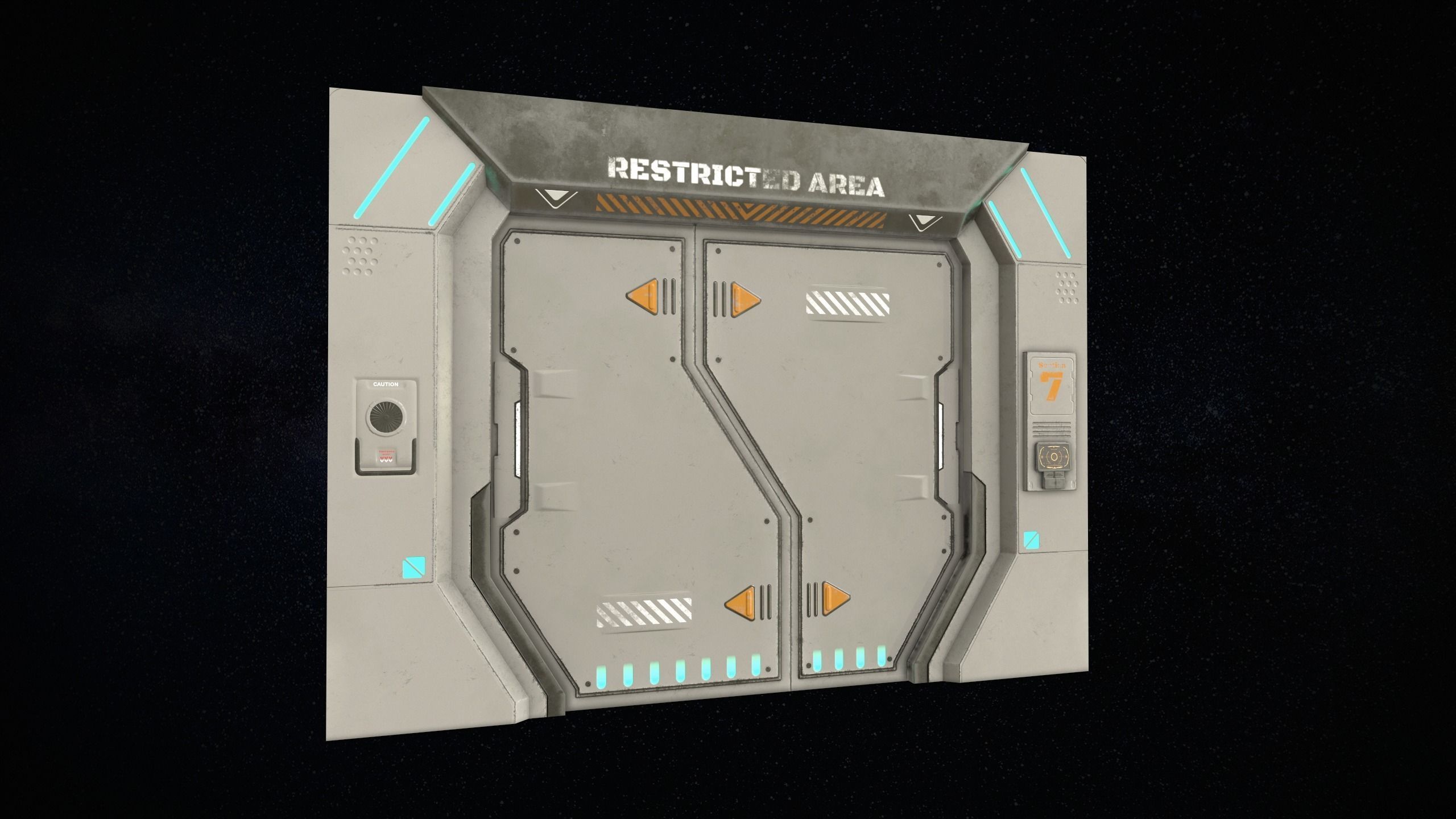 Sci-Fi Modular Corridor with Door Ver 2 Low-poly 3D model_12