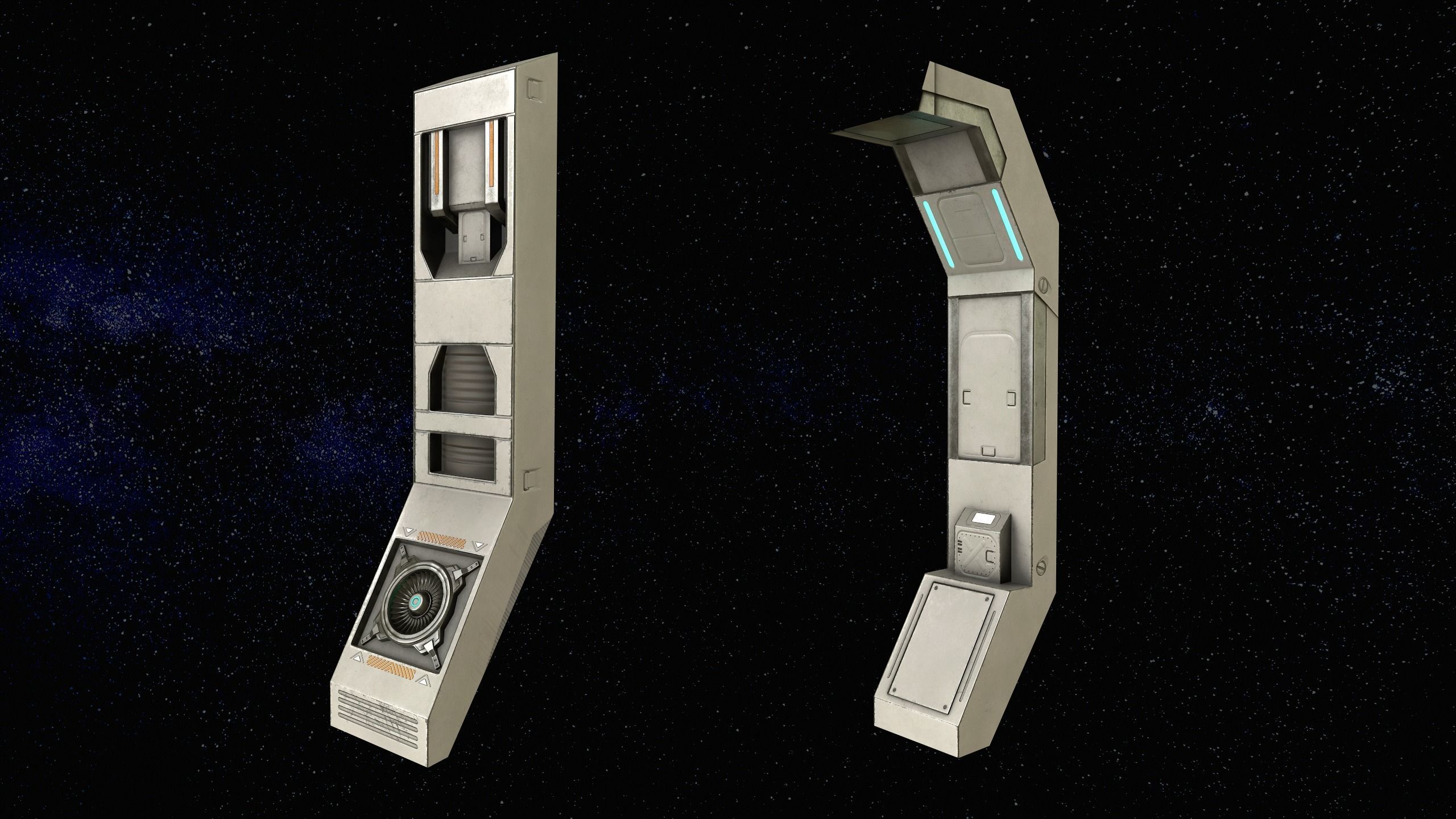 Sci-Fi Modular Corridor with Door Ver 2 Low-poly 3D model_11