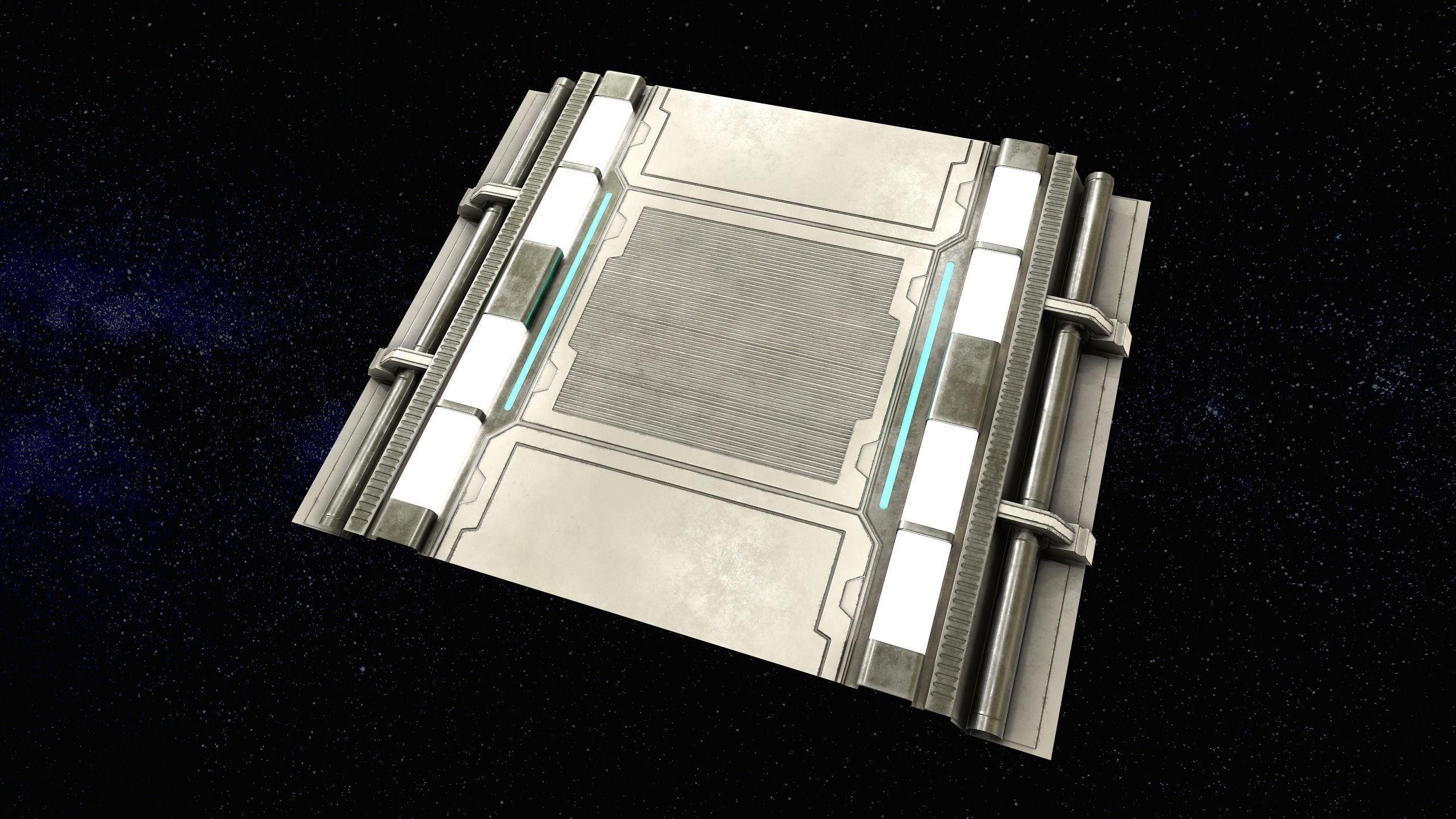 Sci-Fi Modular Corridor with Door Ver 2 Low-poly 3D model_9