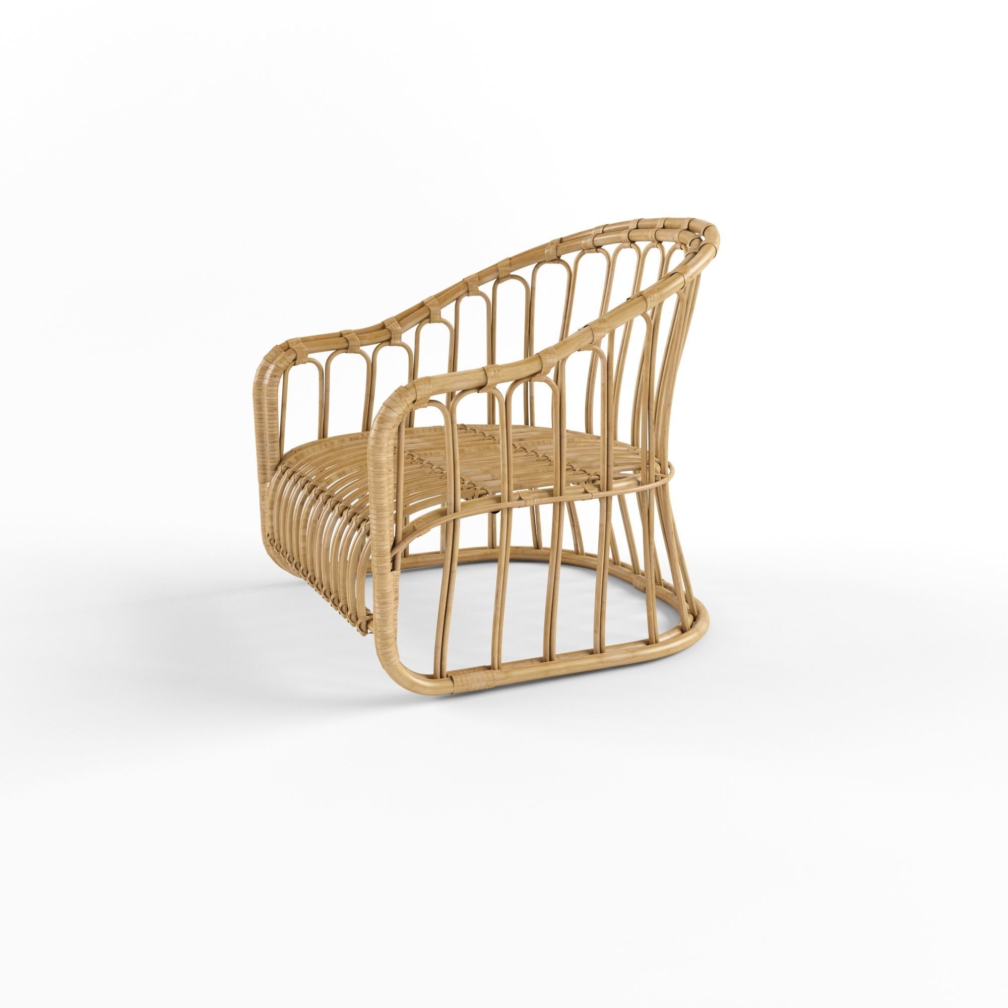 DINING CHAIR IN RATTAN 3D model_1