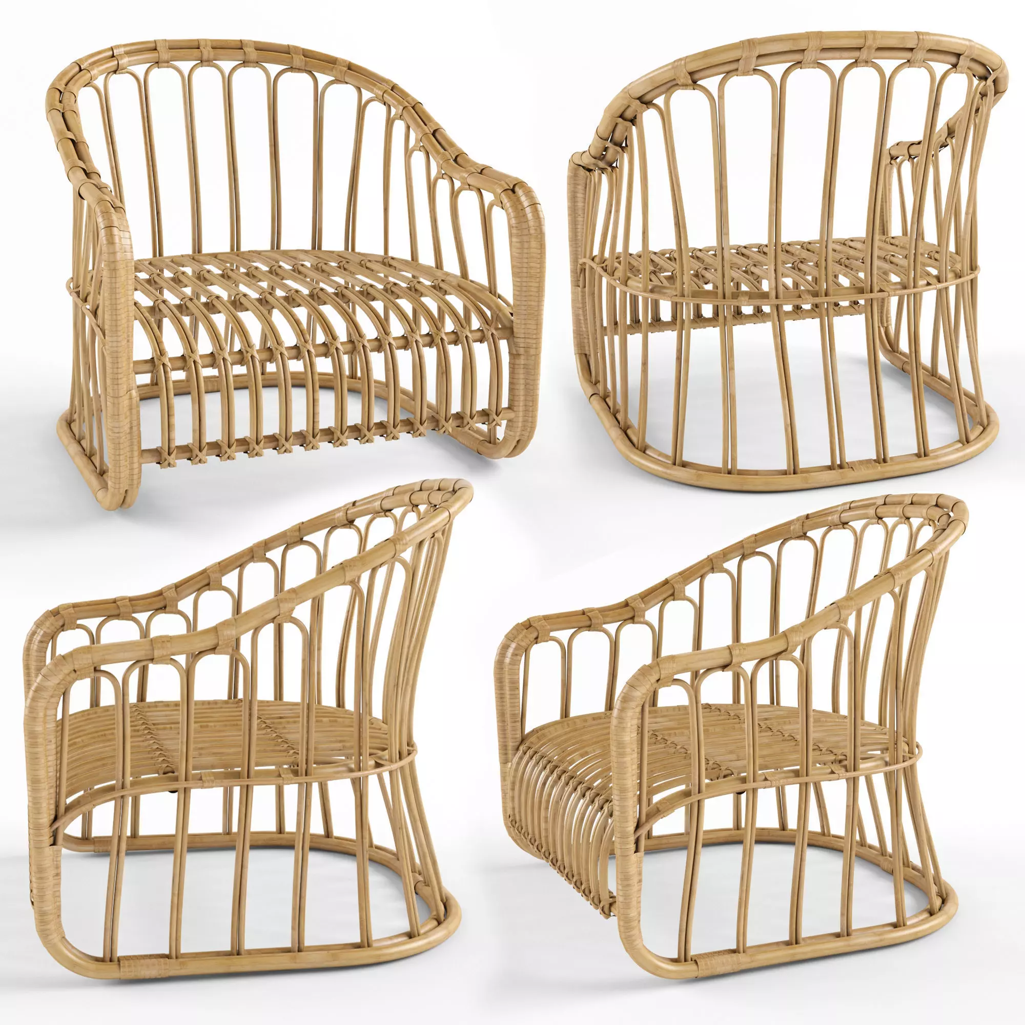 DINING CHAIR IN RATTAN 3D model_0