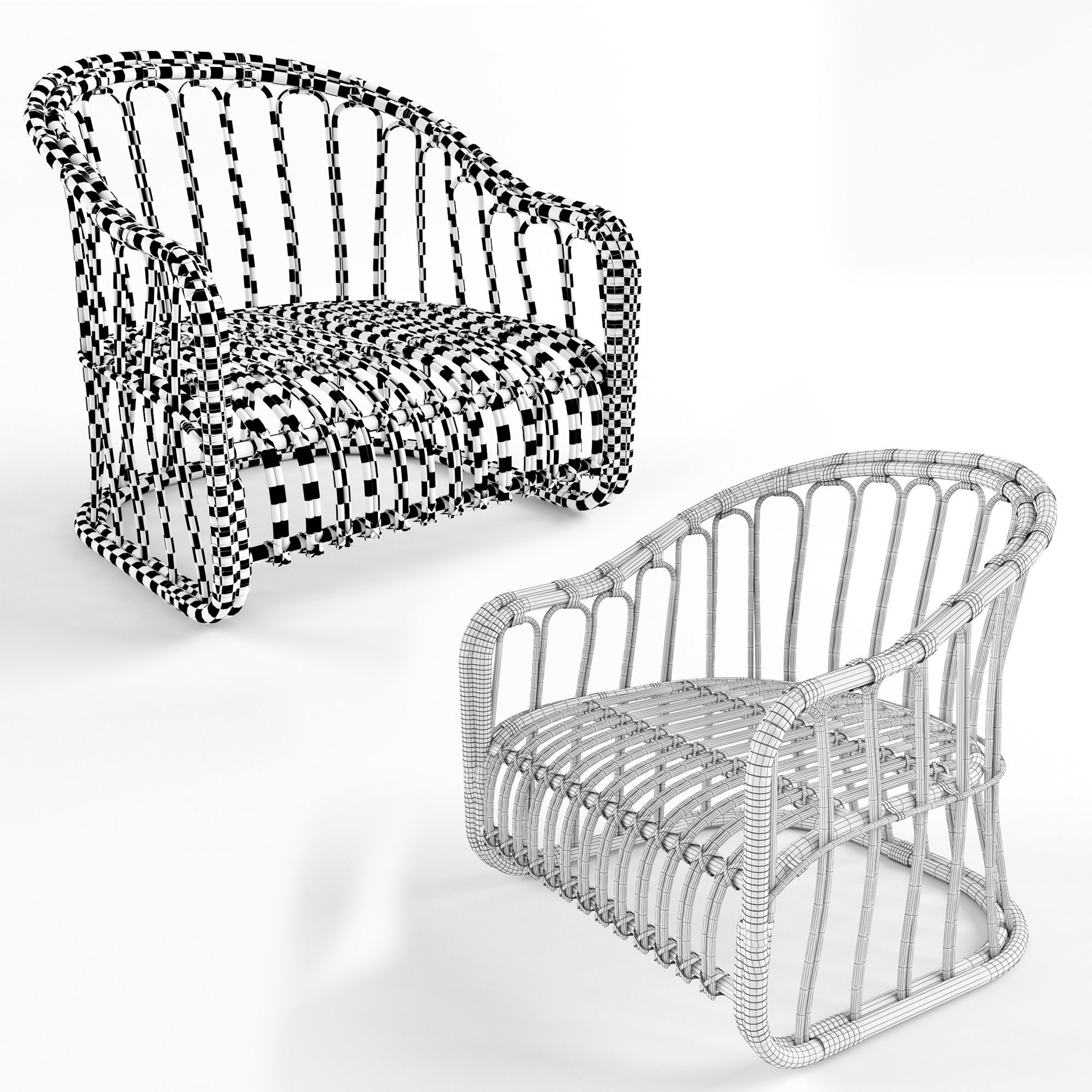 DINING CHAIR IN RATTAN 3D model_5