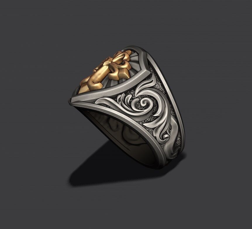 signet ring with cross 3D print model_1