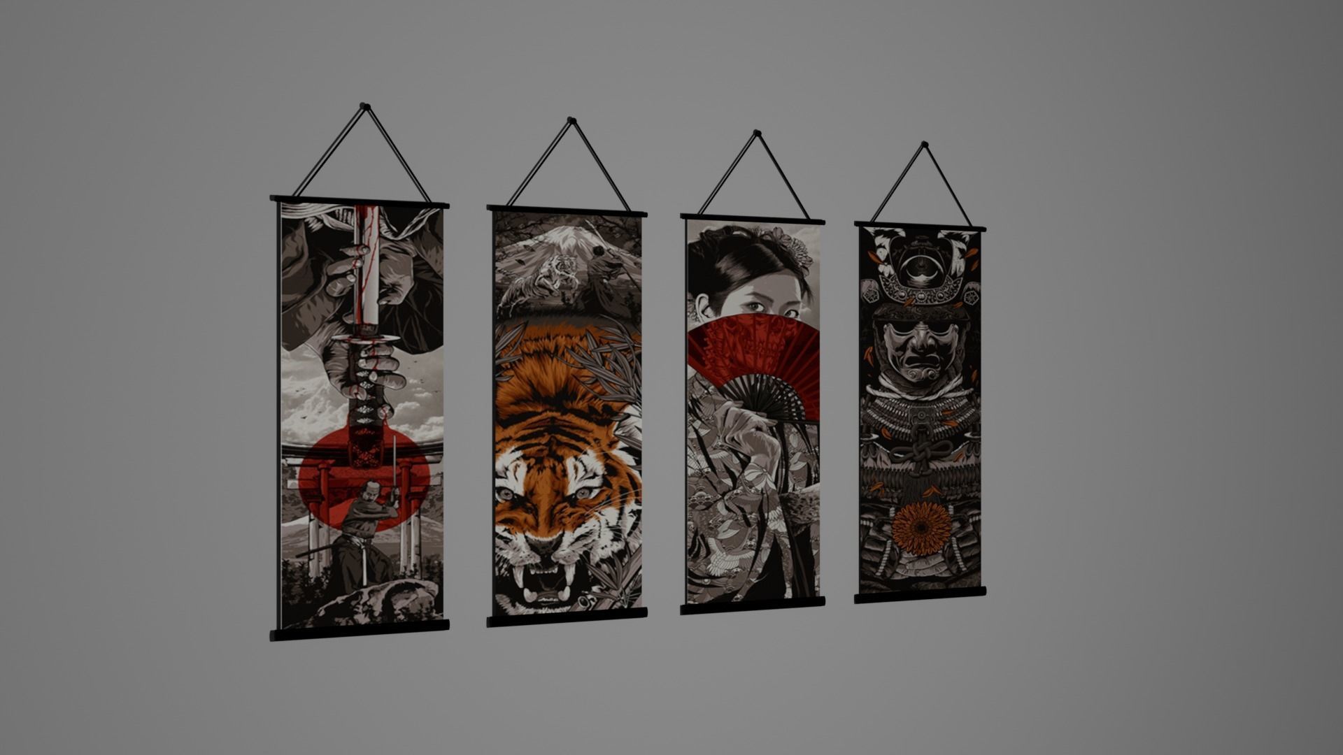 painting scroll Low-poly 3D model_1