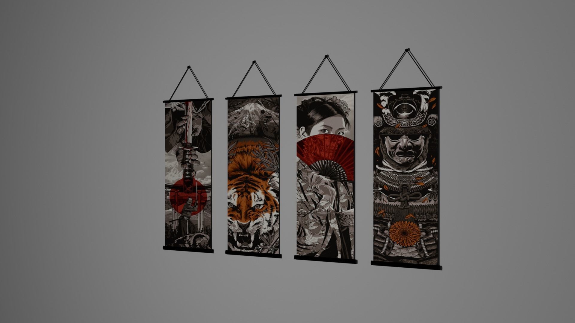 painting scroll Low-poly 3D model_2