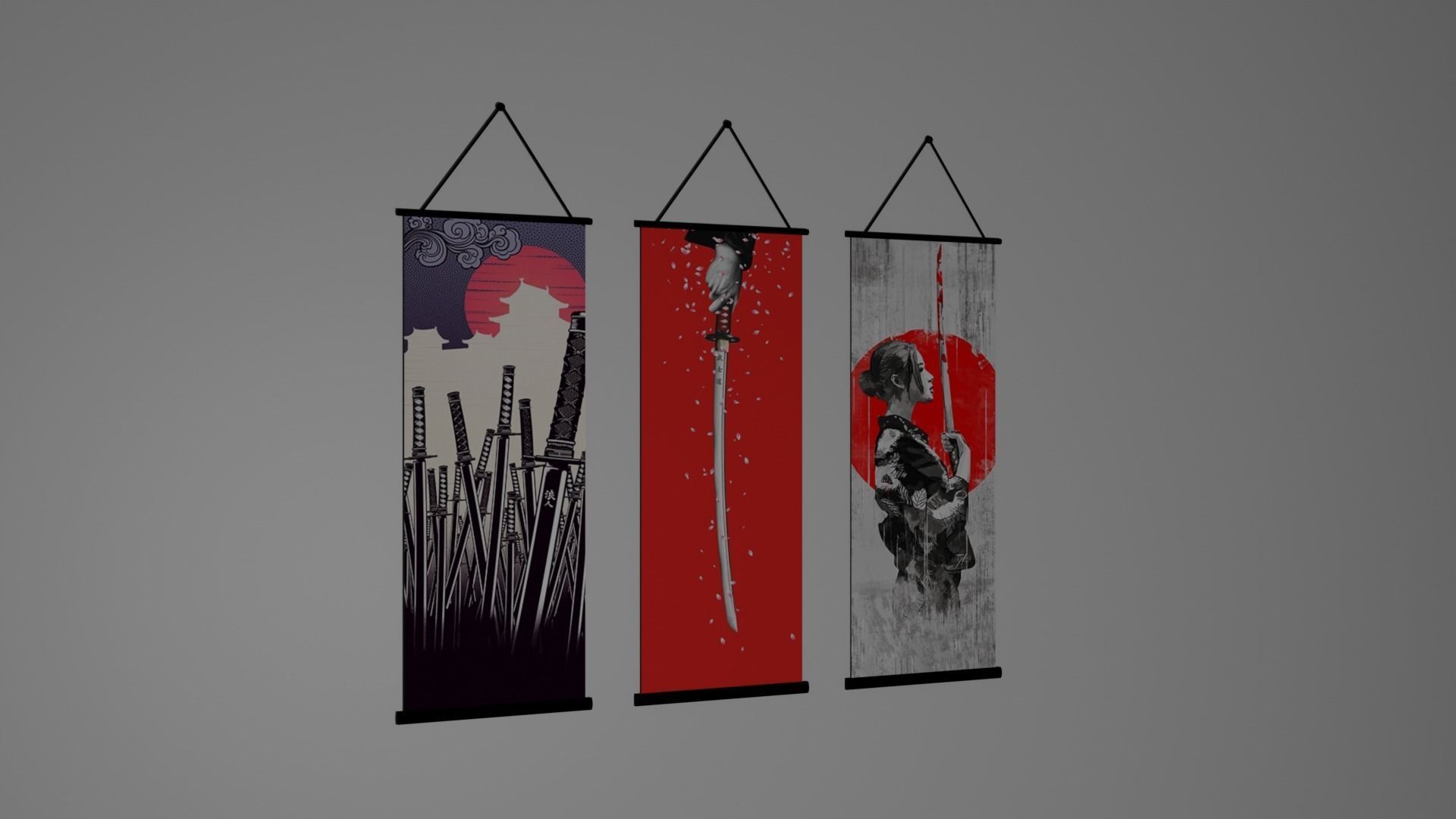 painting scroll Low-poly 3D model_2