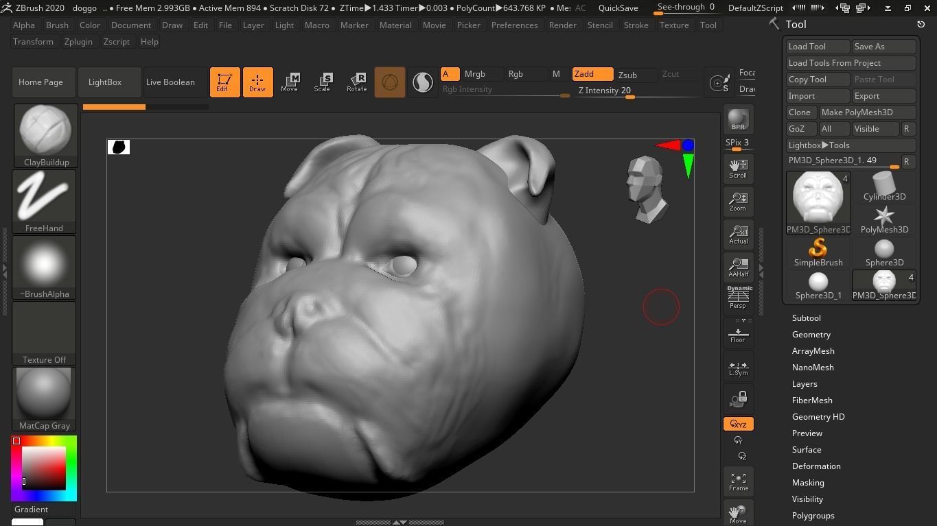Head of Bulldog Free 3D model_2