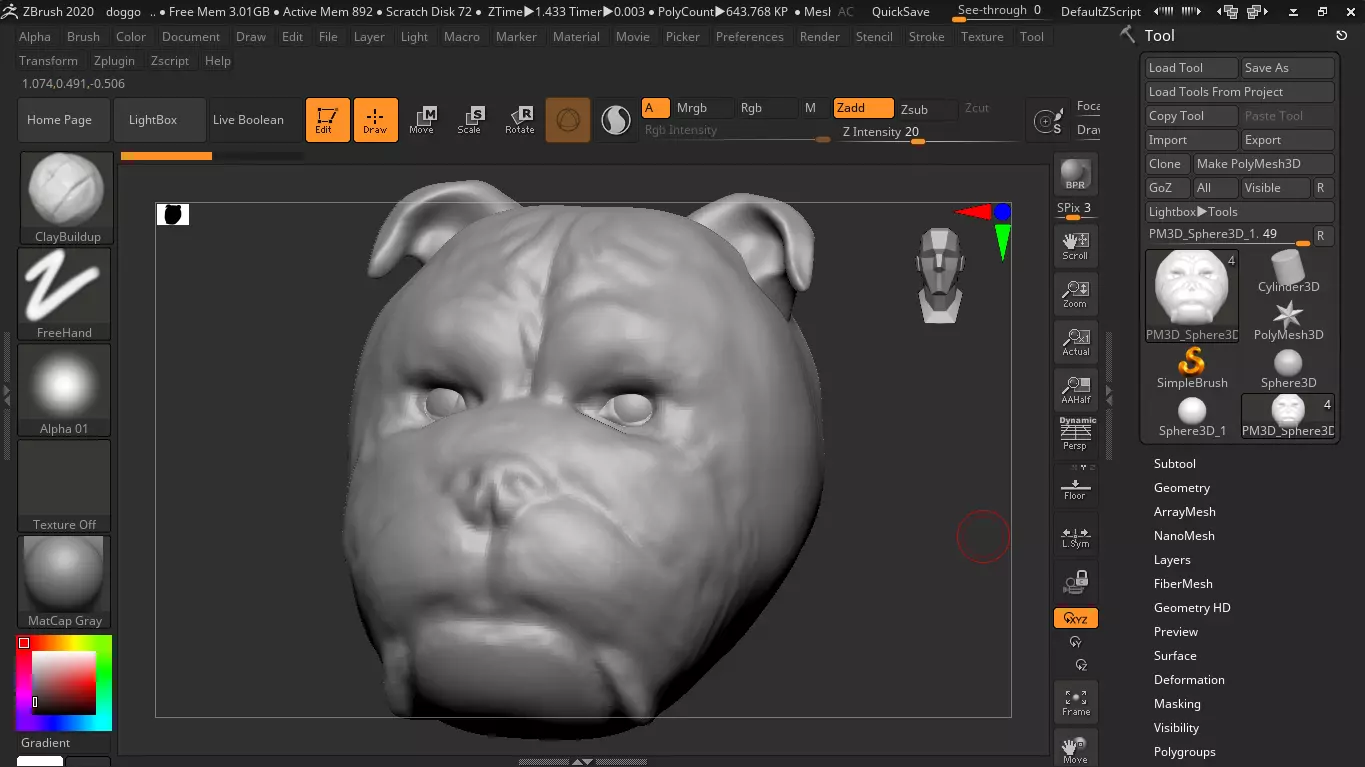 Head of Bulldog Free 3D model_0