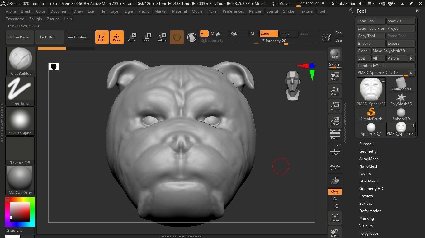 Head of Bulldog Free 3D model_1