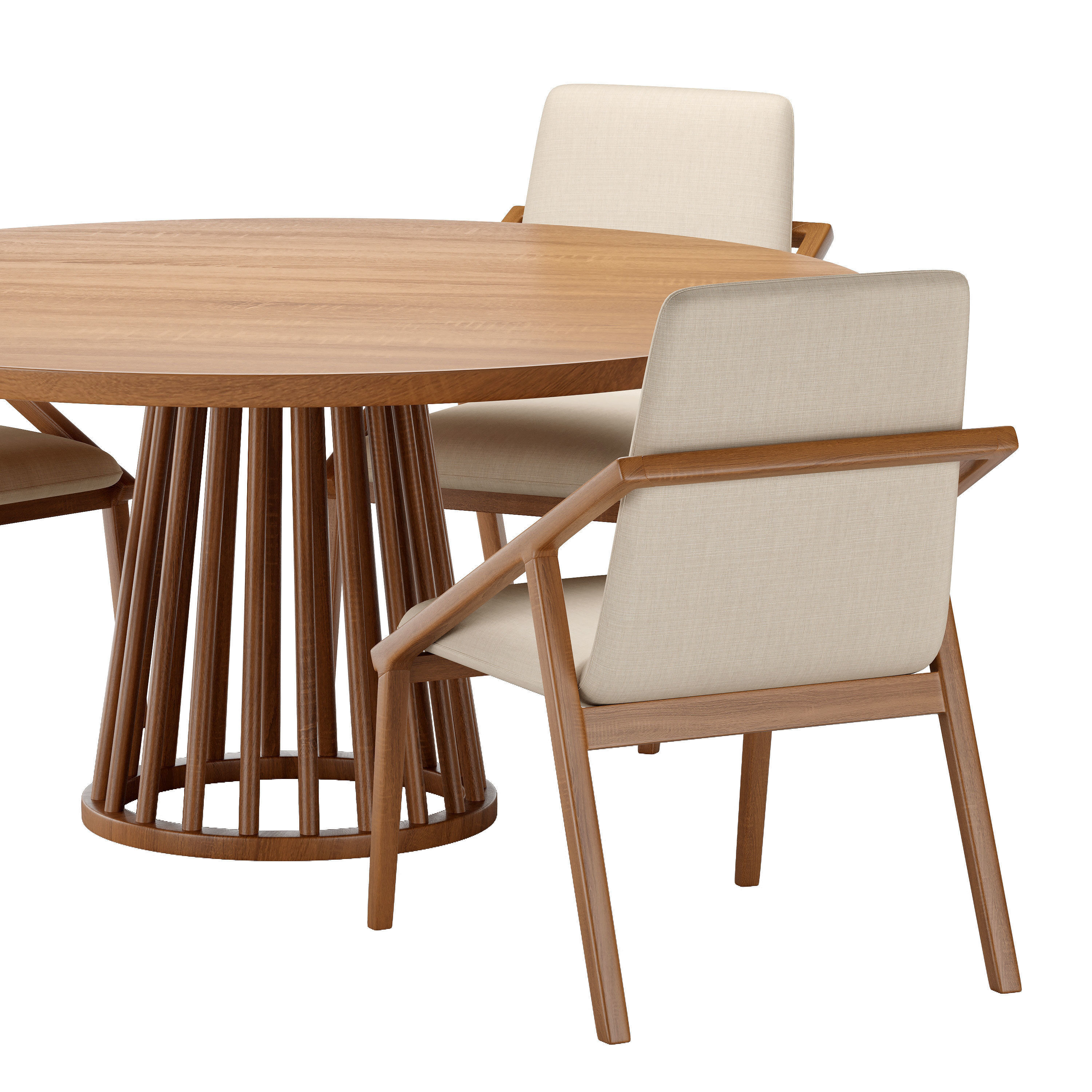 Dining Set 1 round table and chairs 3D model_2