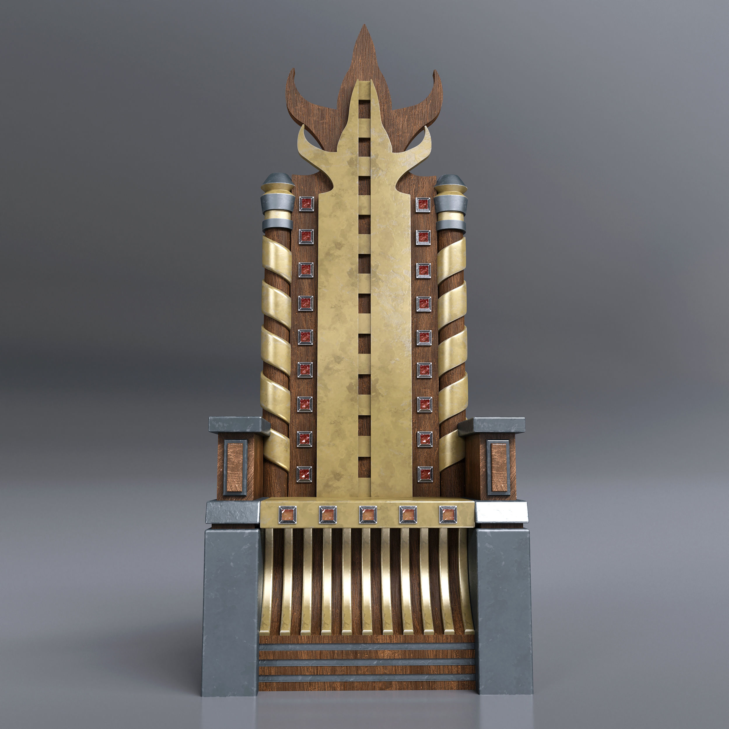 THRONE-1 golden throne 3D model_2