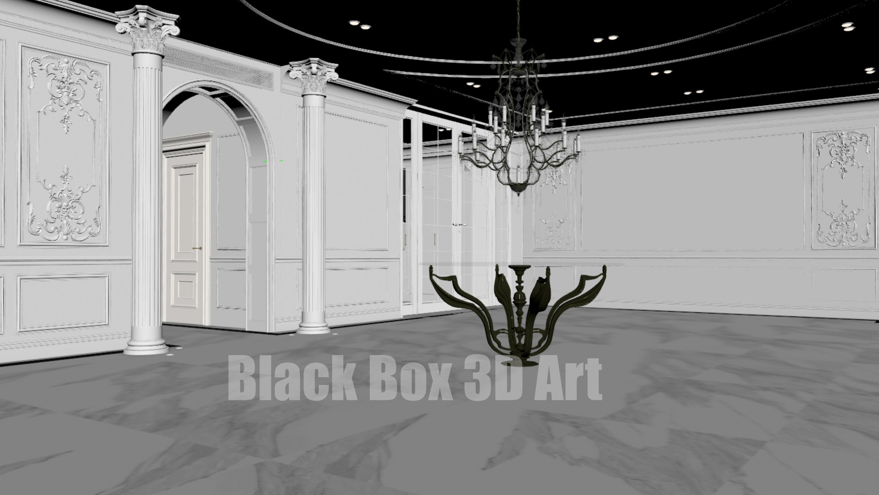 Classic interior design of the villa 3D model_64