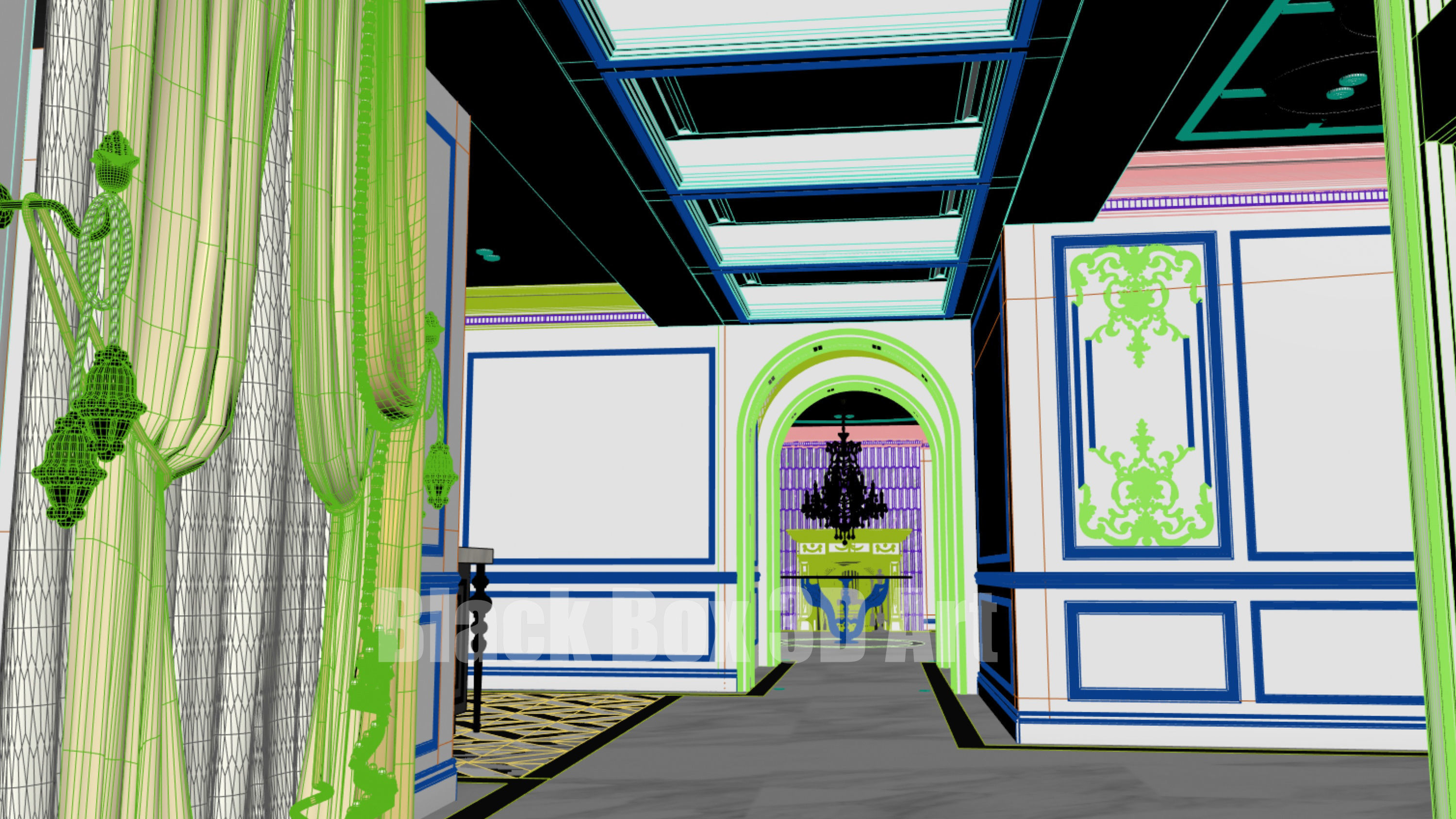 Classic interior design of the villa 3D model_25