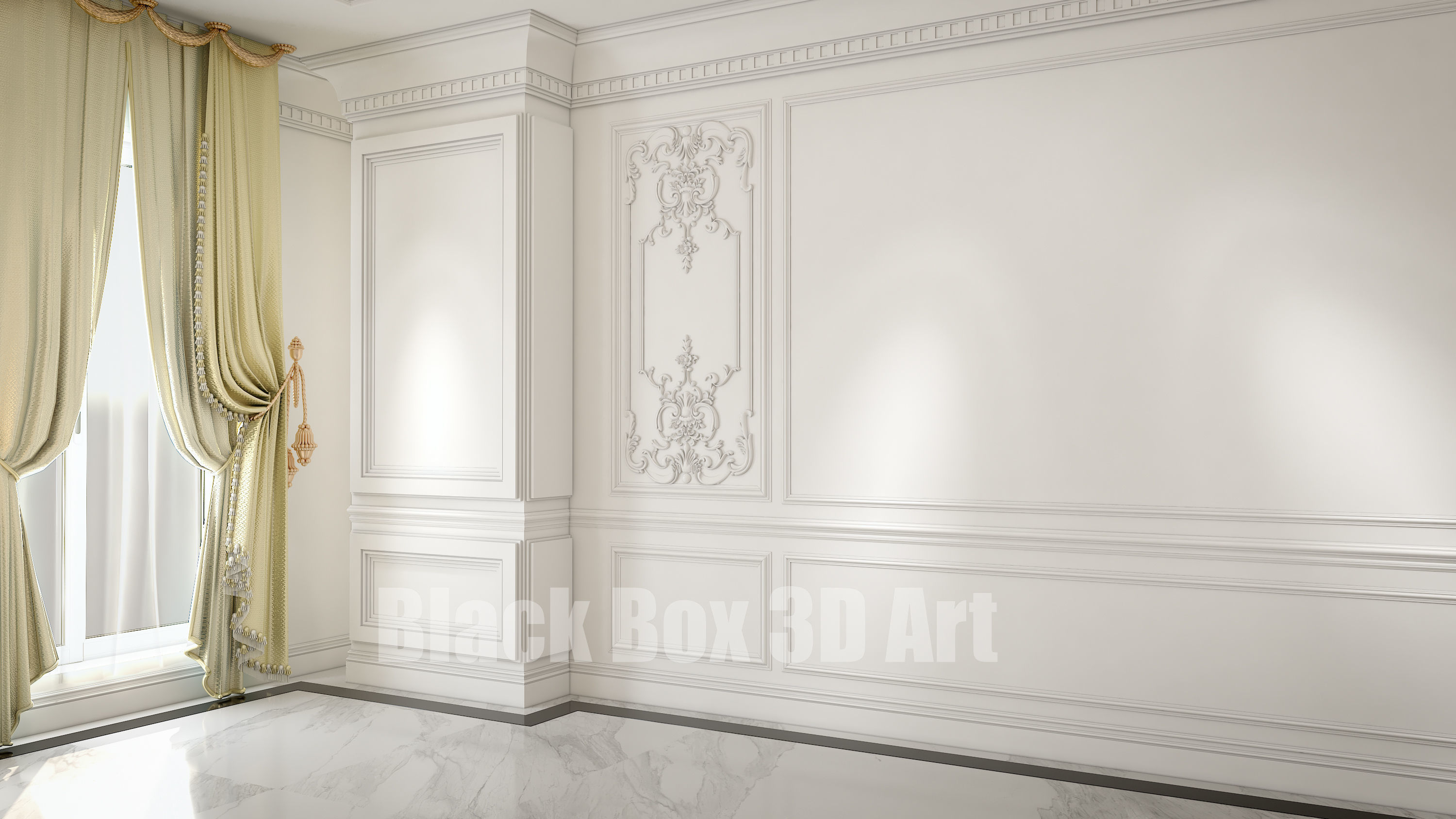 Classic interior design of the villa 3D model_3