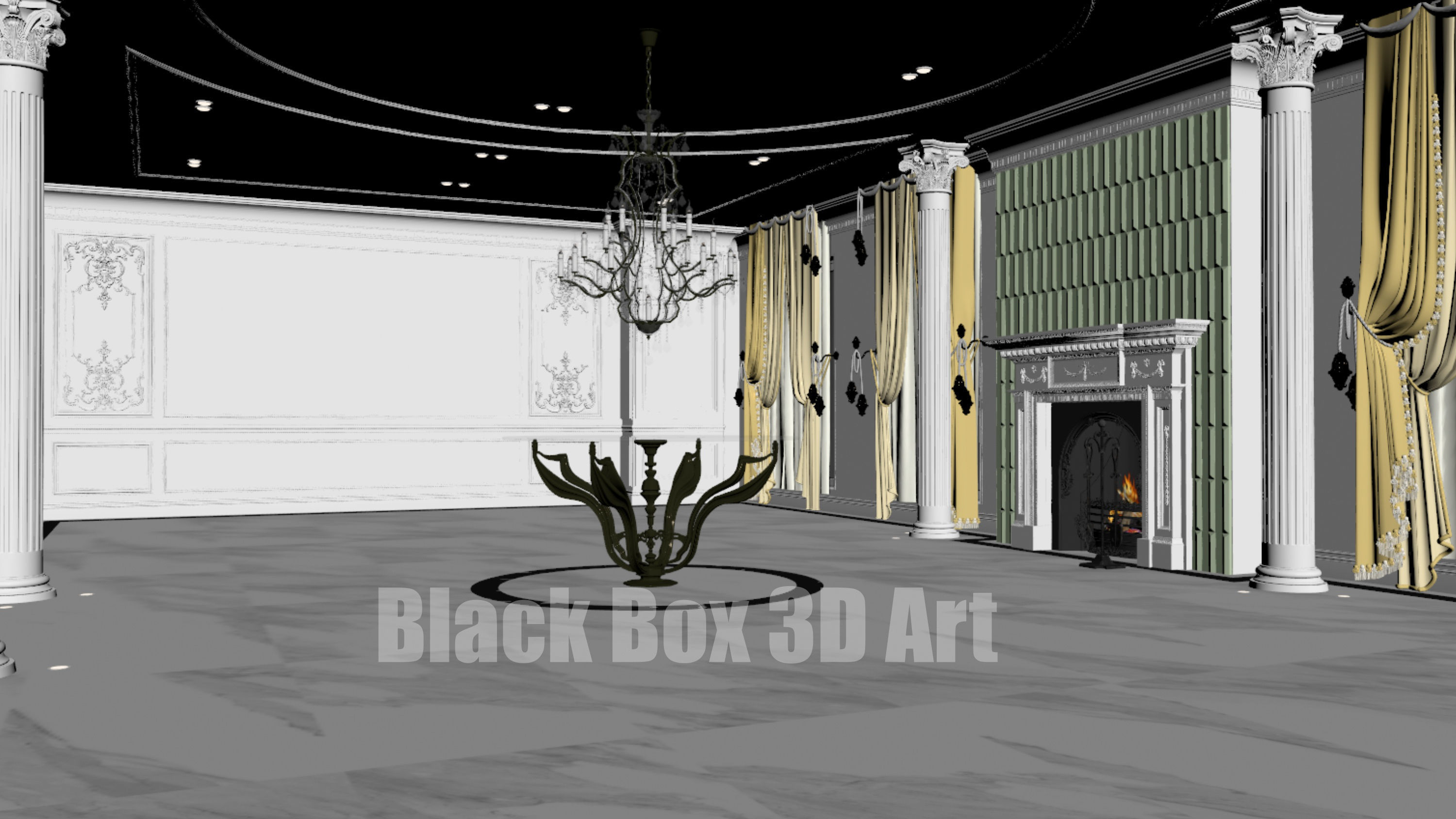 Classic interior design of the villa 3D model_66