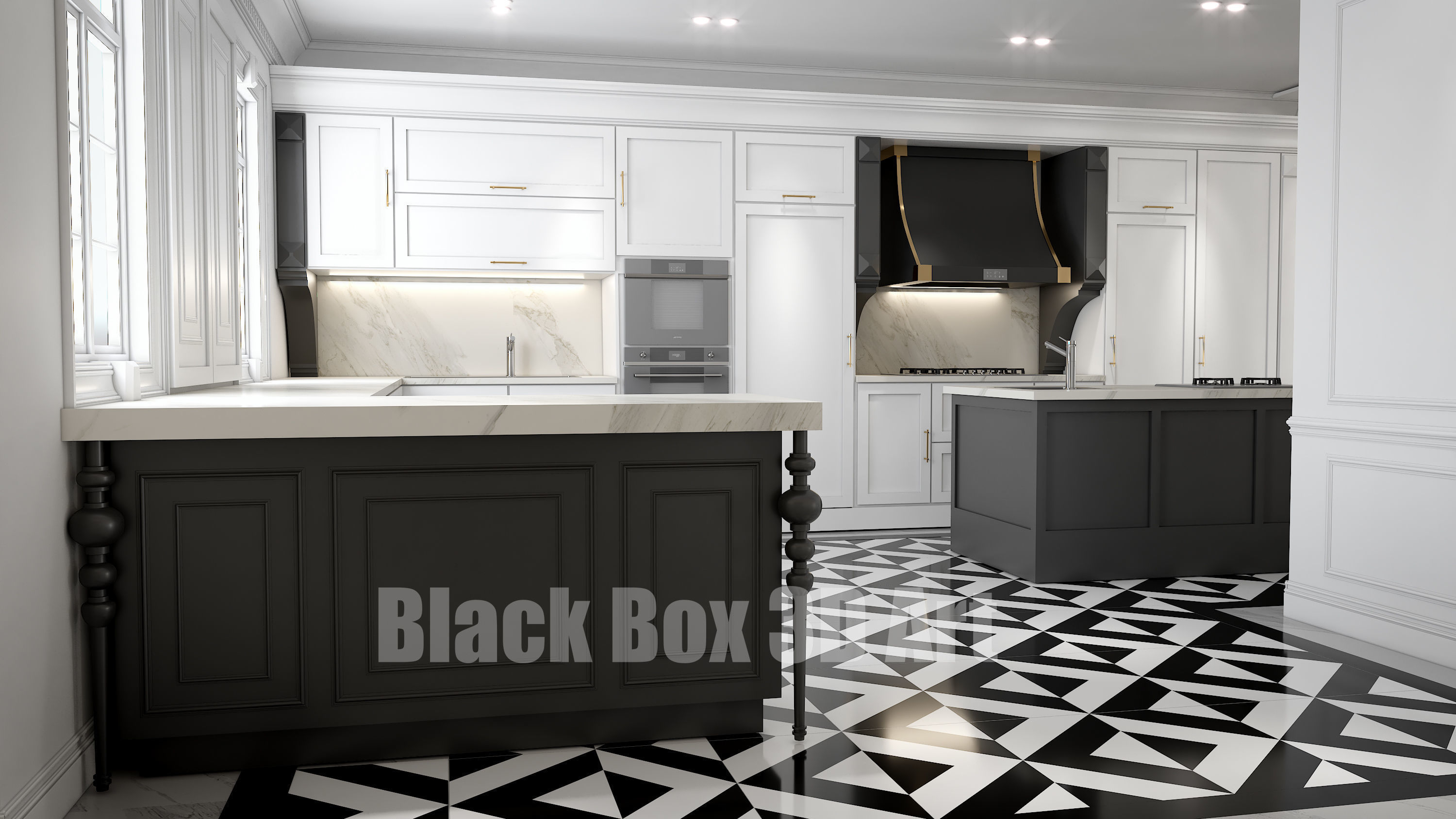 Classic interior design of the villa 3D model_9