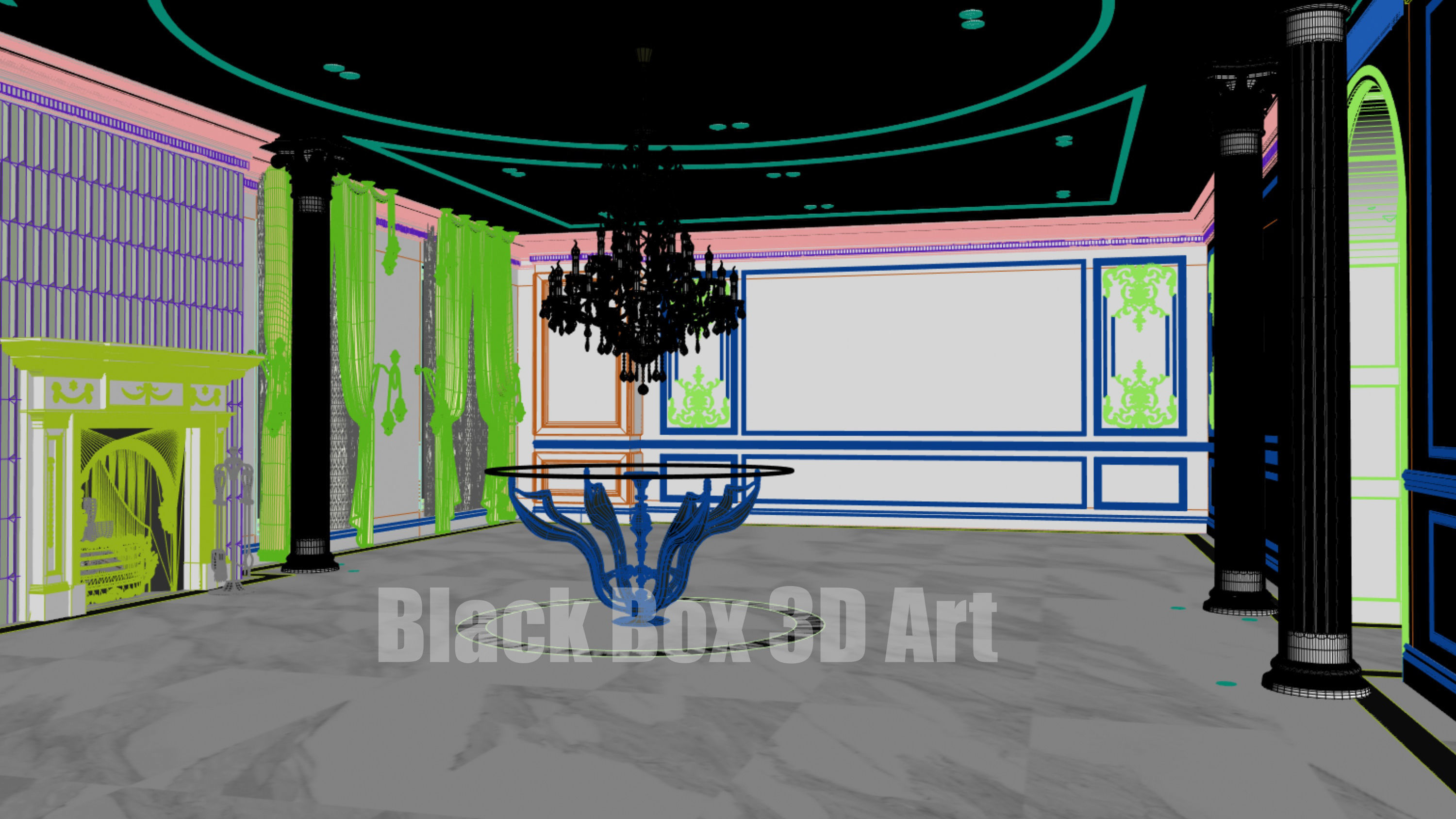 Classic interior design of the villa 3D model_44