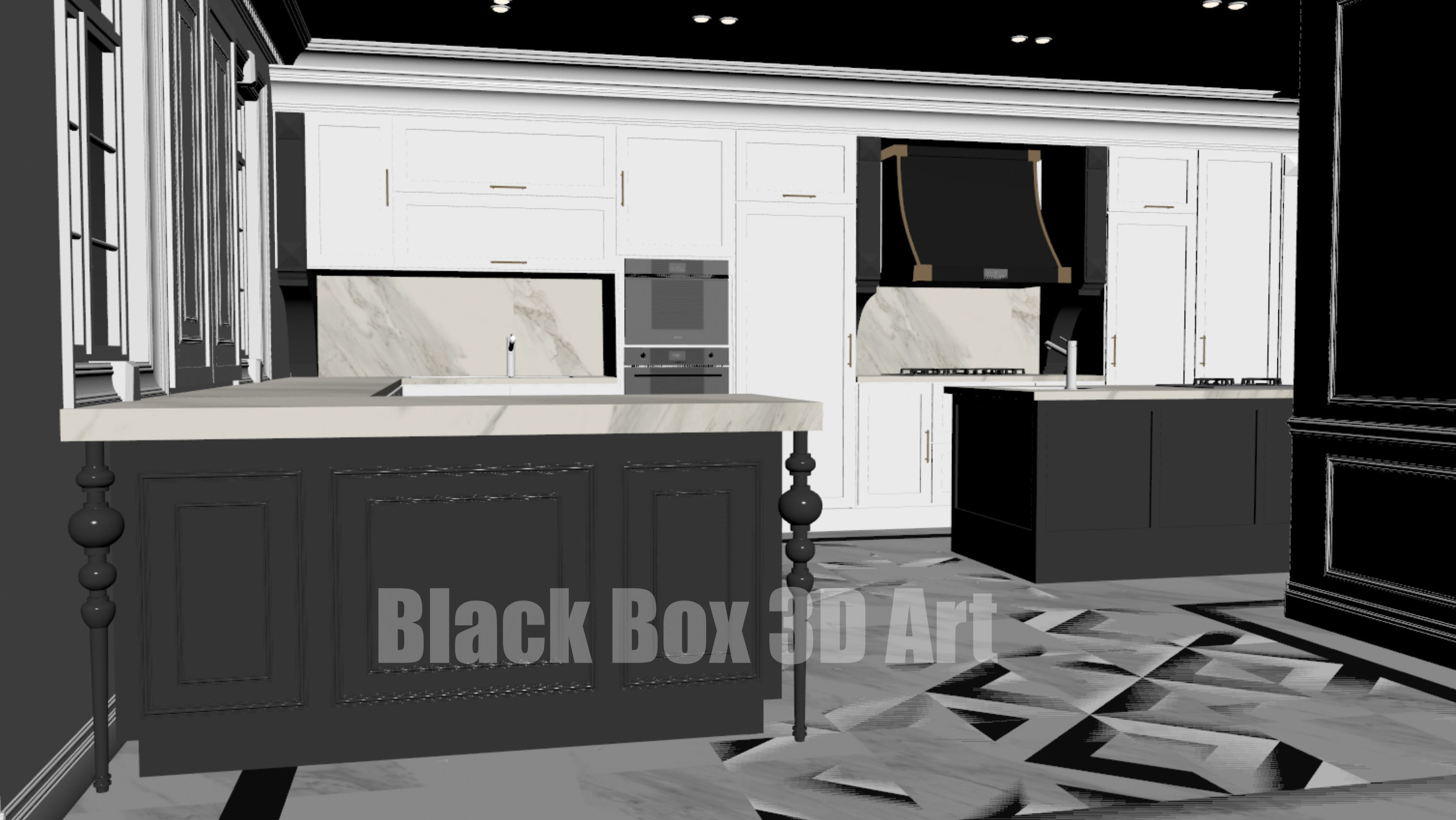 Classic interior design of the villa 3D model_45