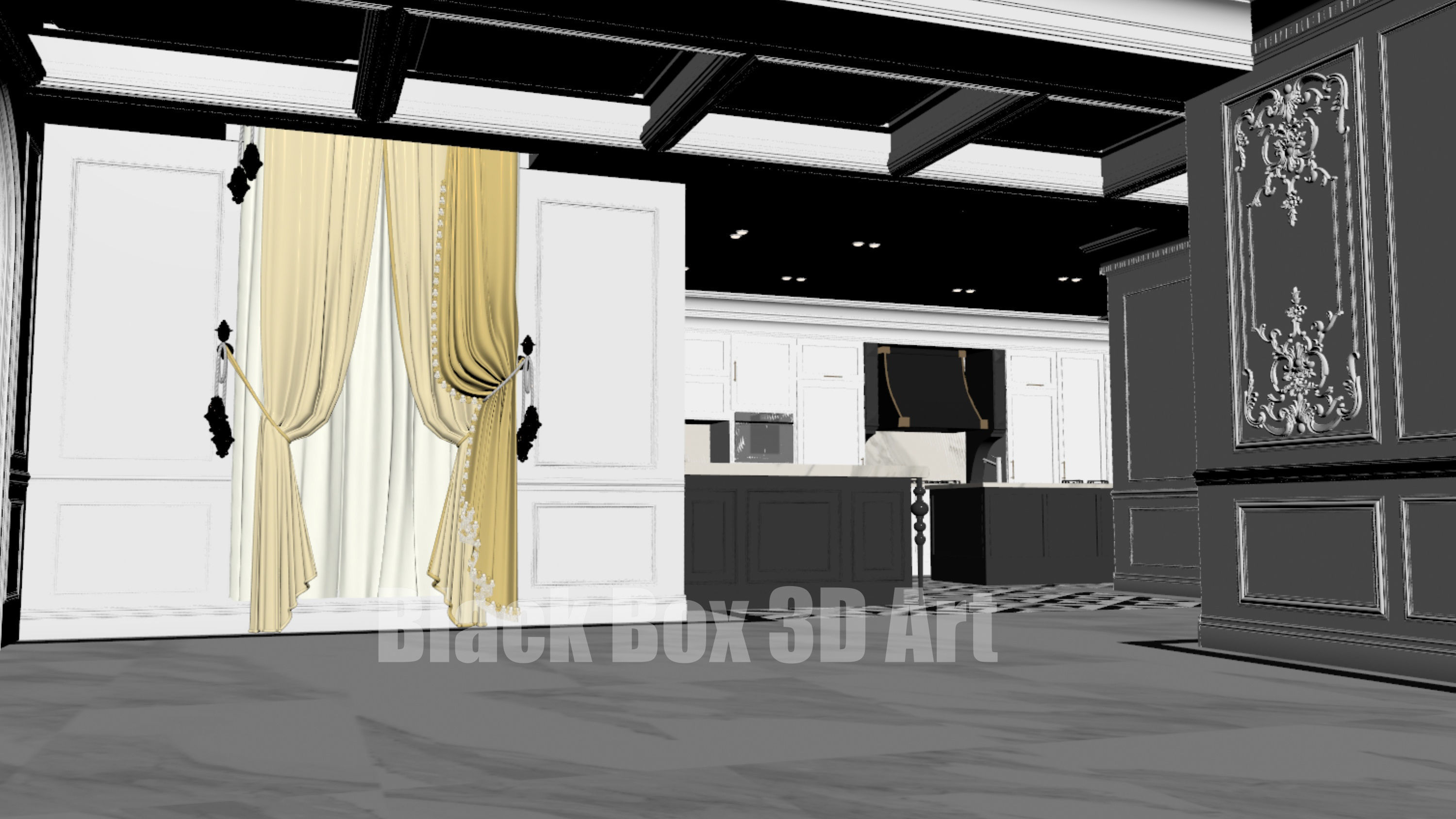 Classic interior design of the villa 3D model_58