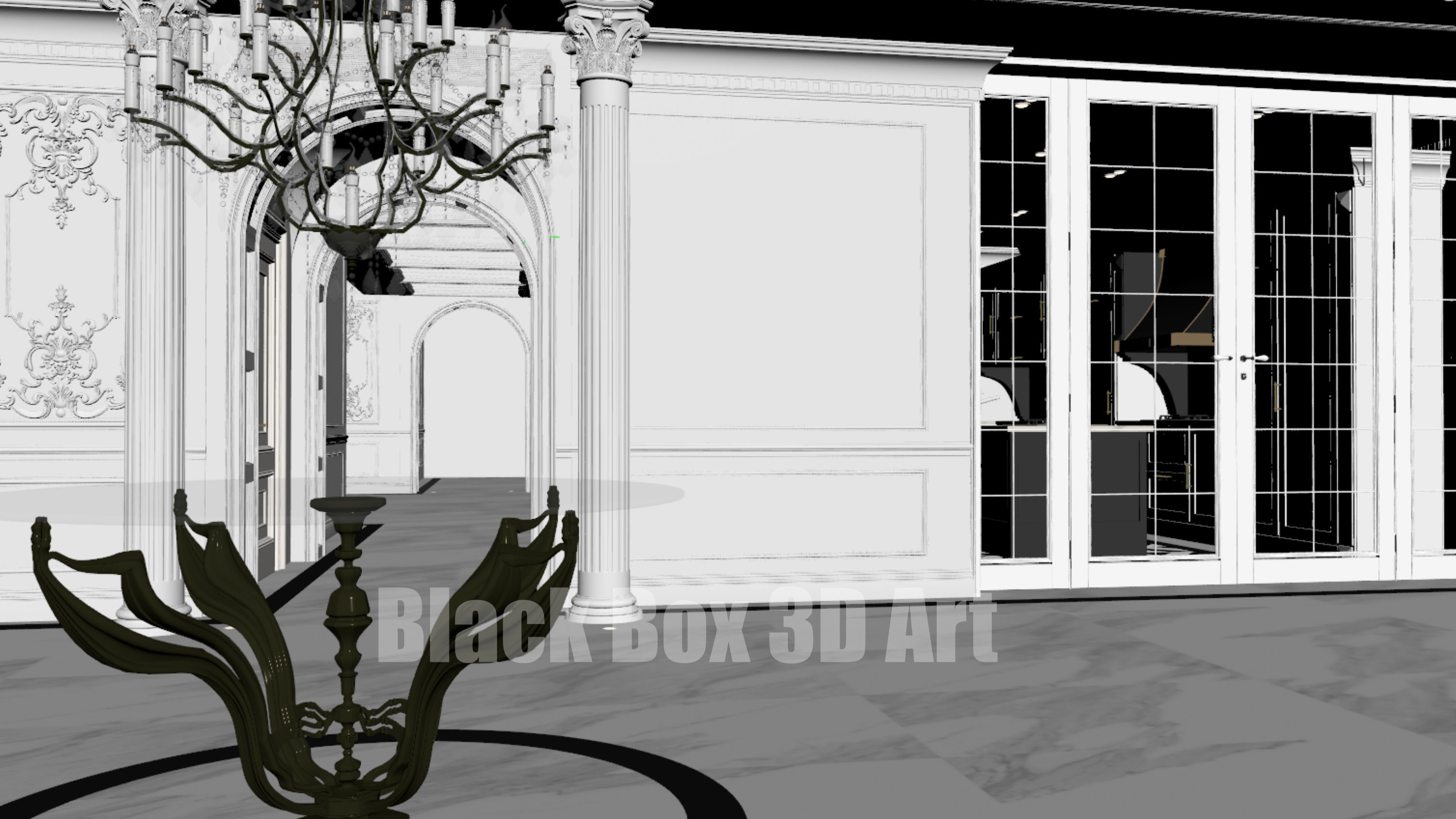 Classic interior design of the villa 3D model_62