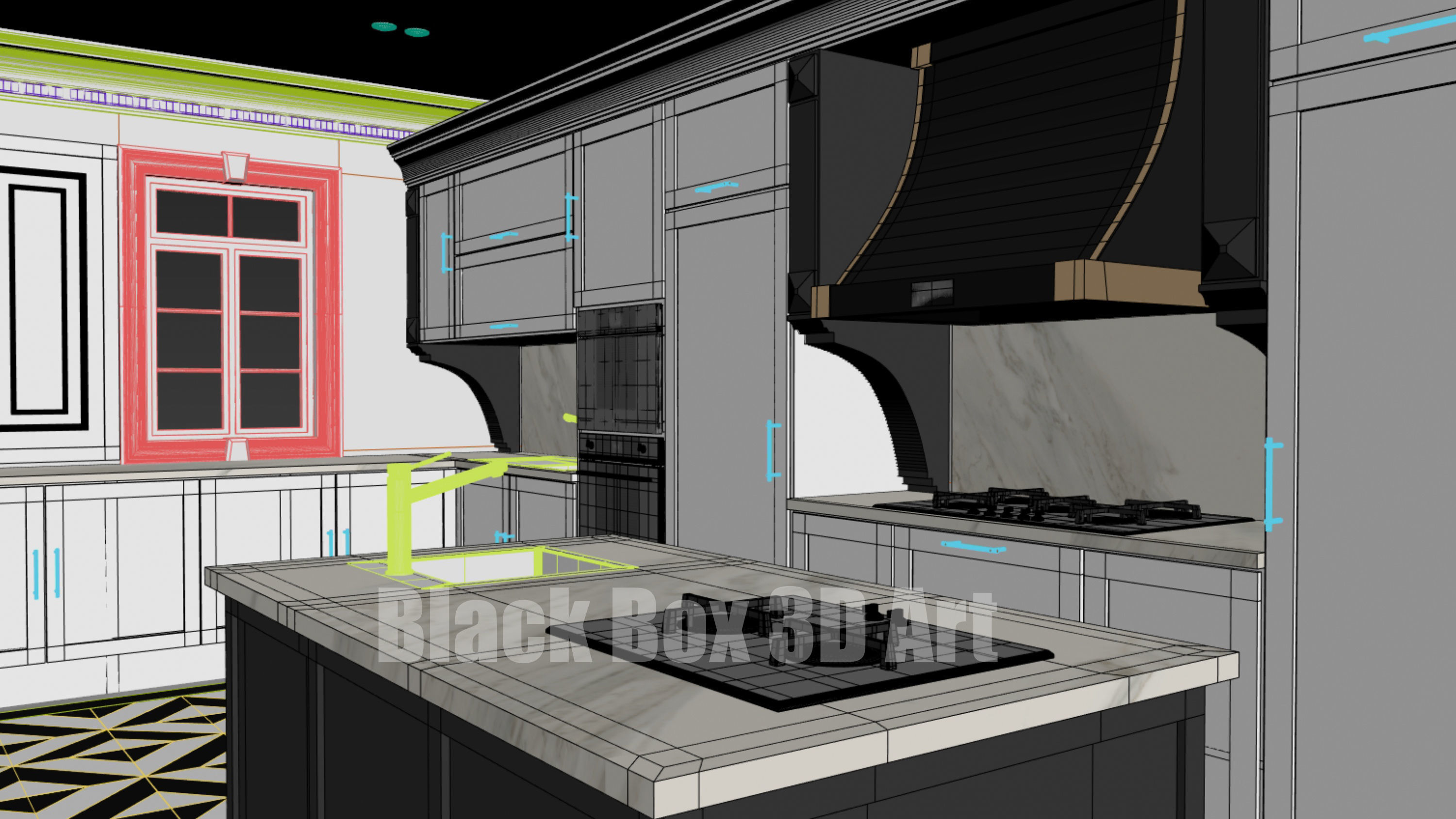 Classic interior design of the villa 3D model_28