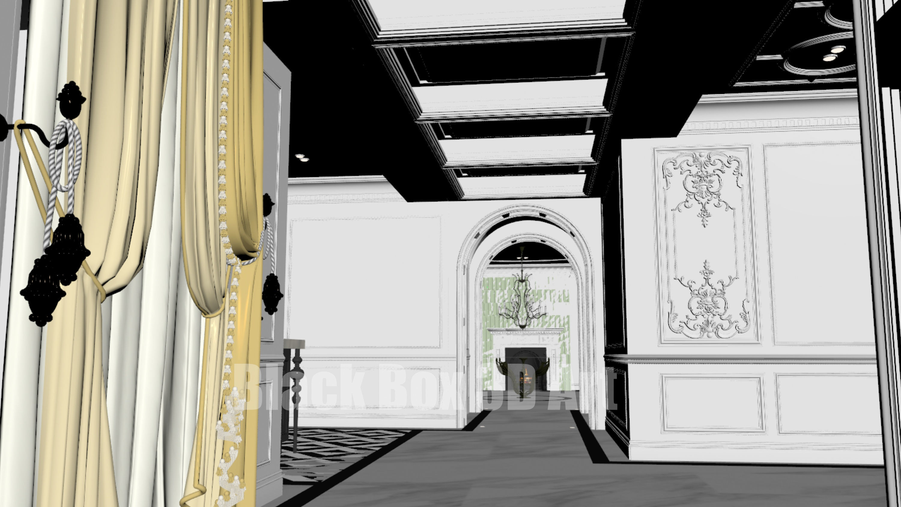 Classic interior design of the villa 3D model_51