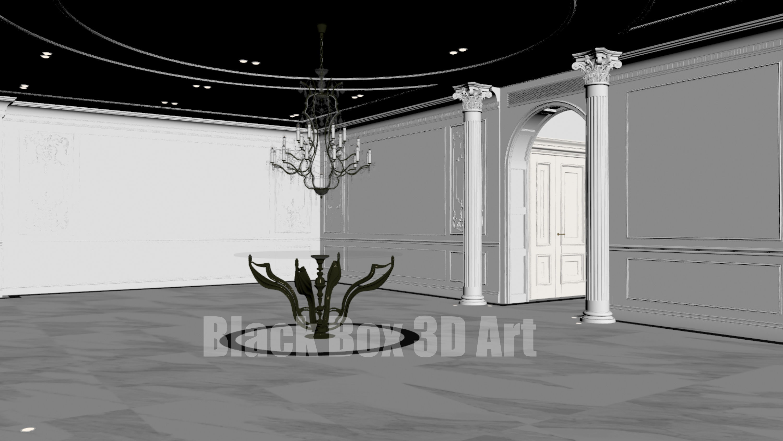 Classic interior design of the villa 3D model_63