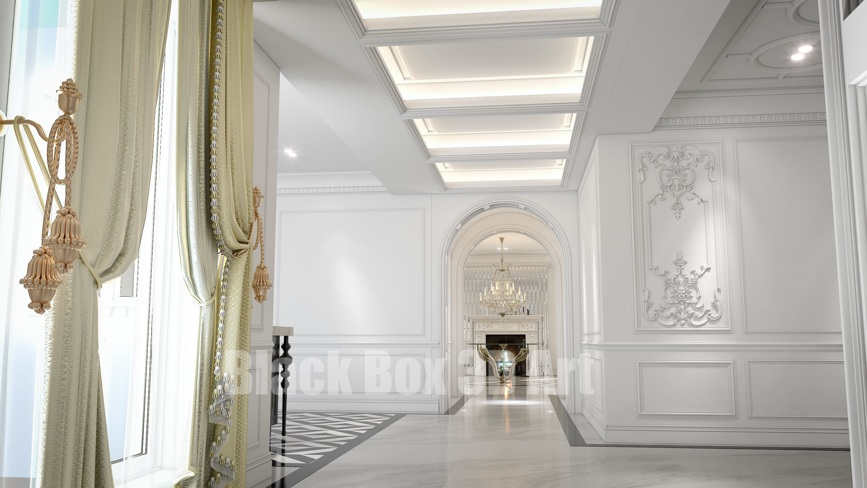 Classic interior design of the villa 3D model_8