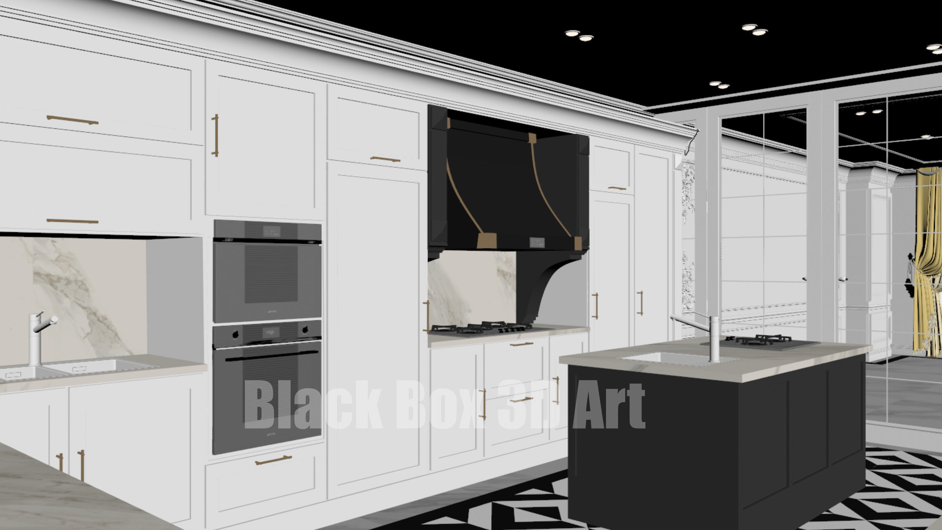 Classic interior design of the villa 3D model_56