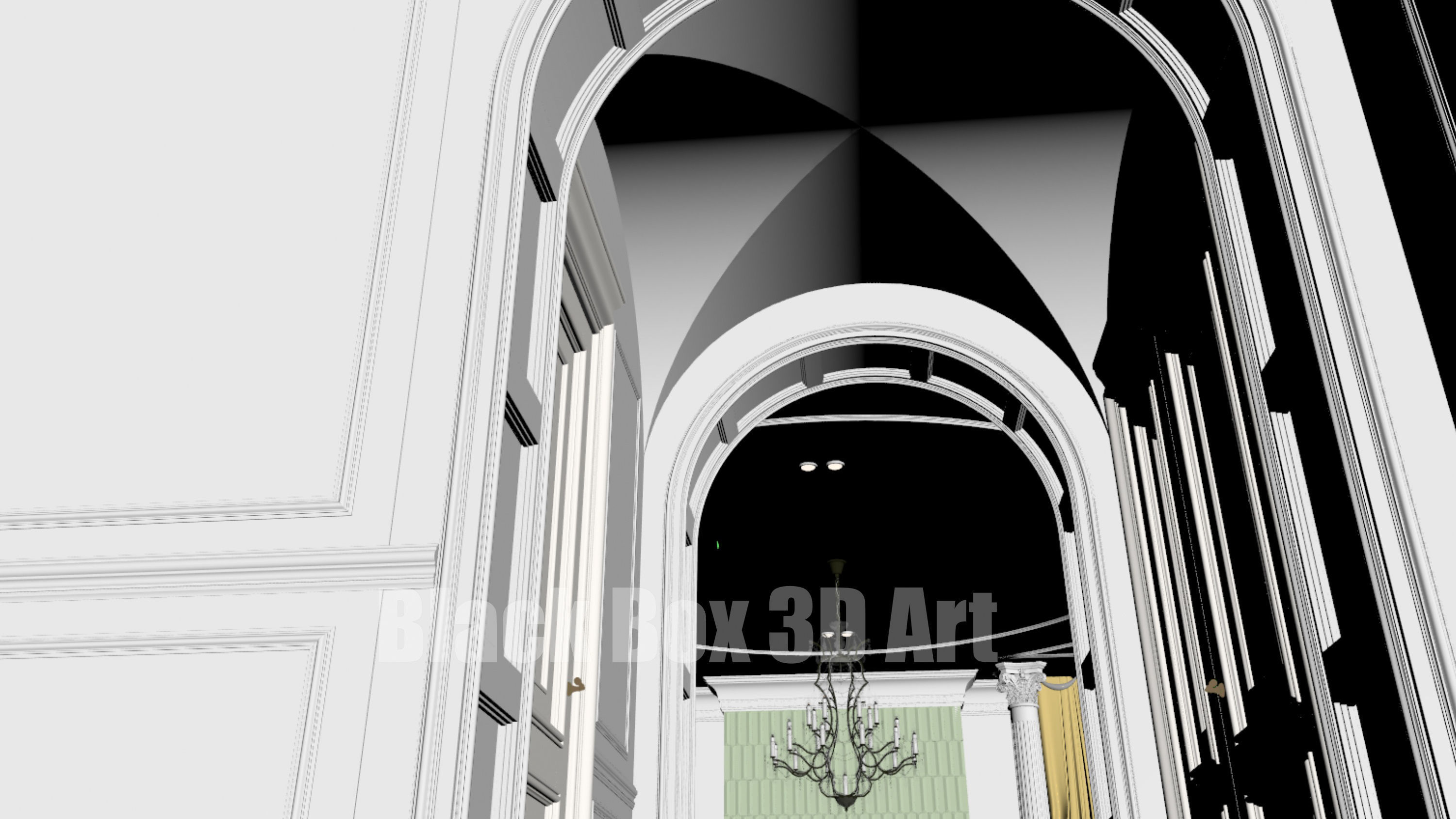 Classic interior design of the villa 3D model_47