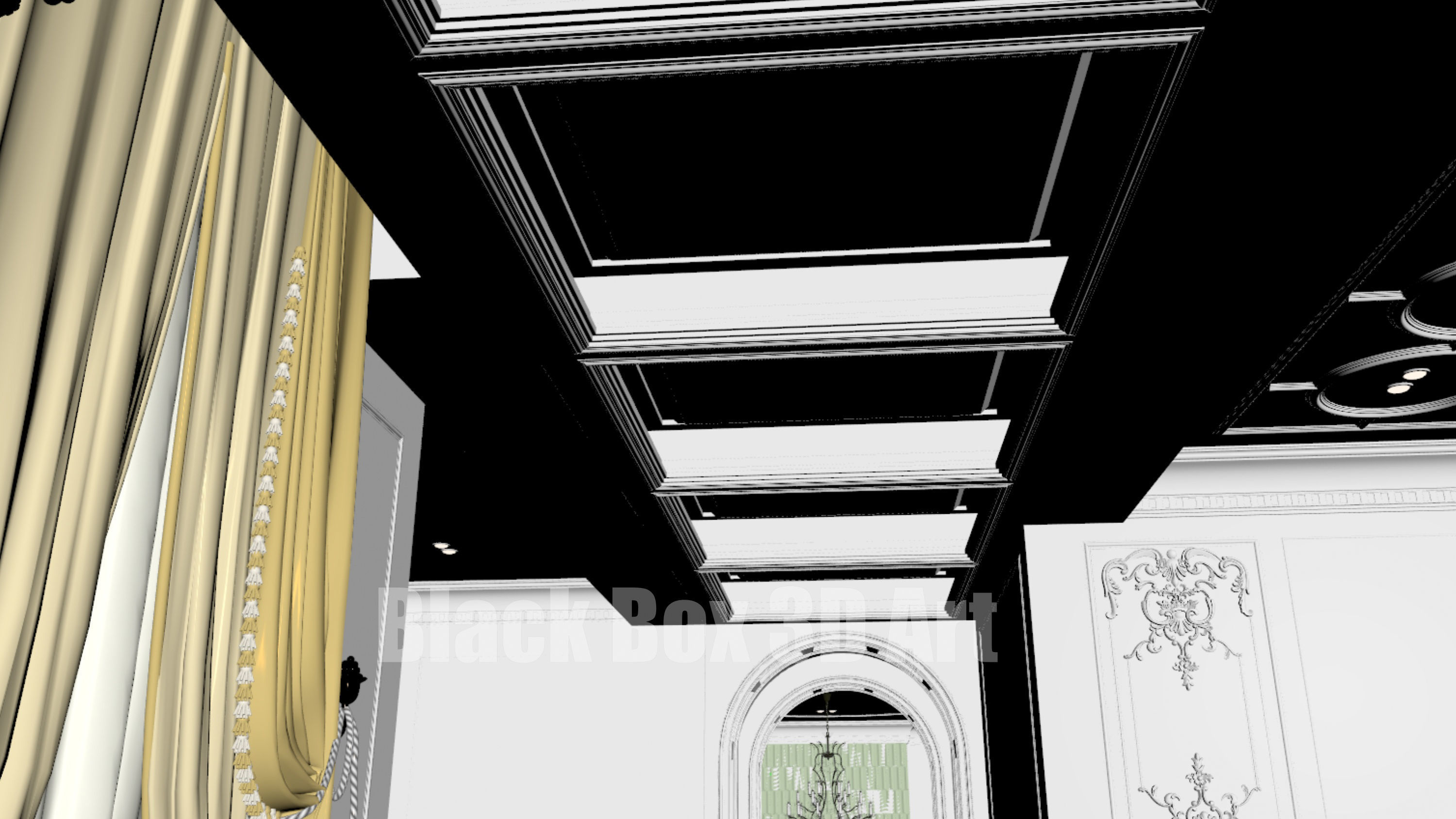 Classic interior design of the villa 3D model_48