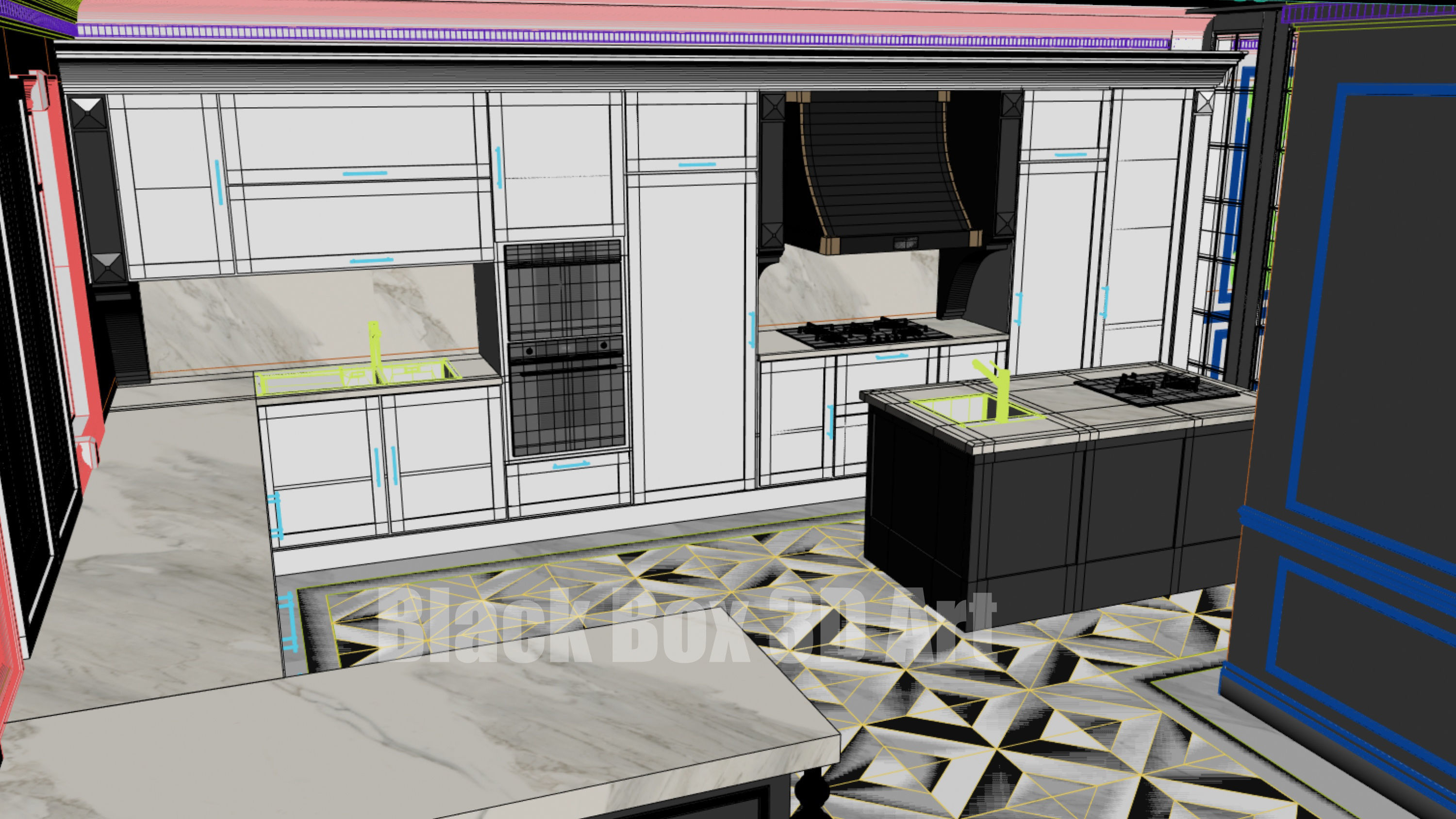 Classic interior design of the villa 3D model_32