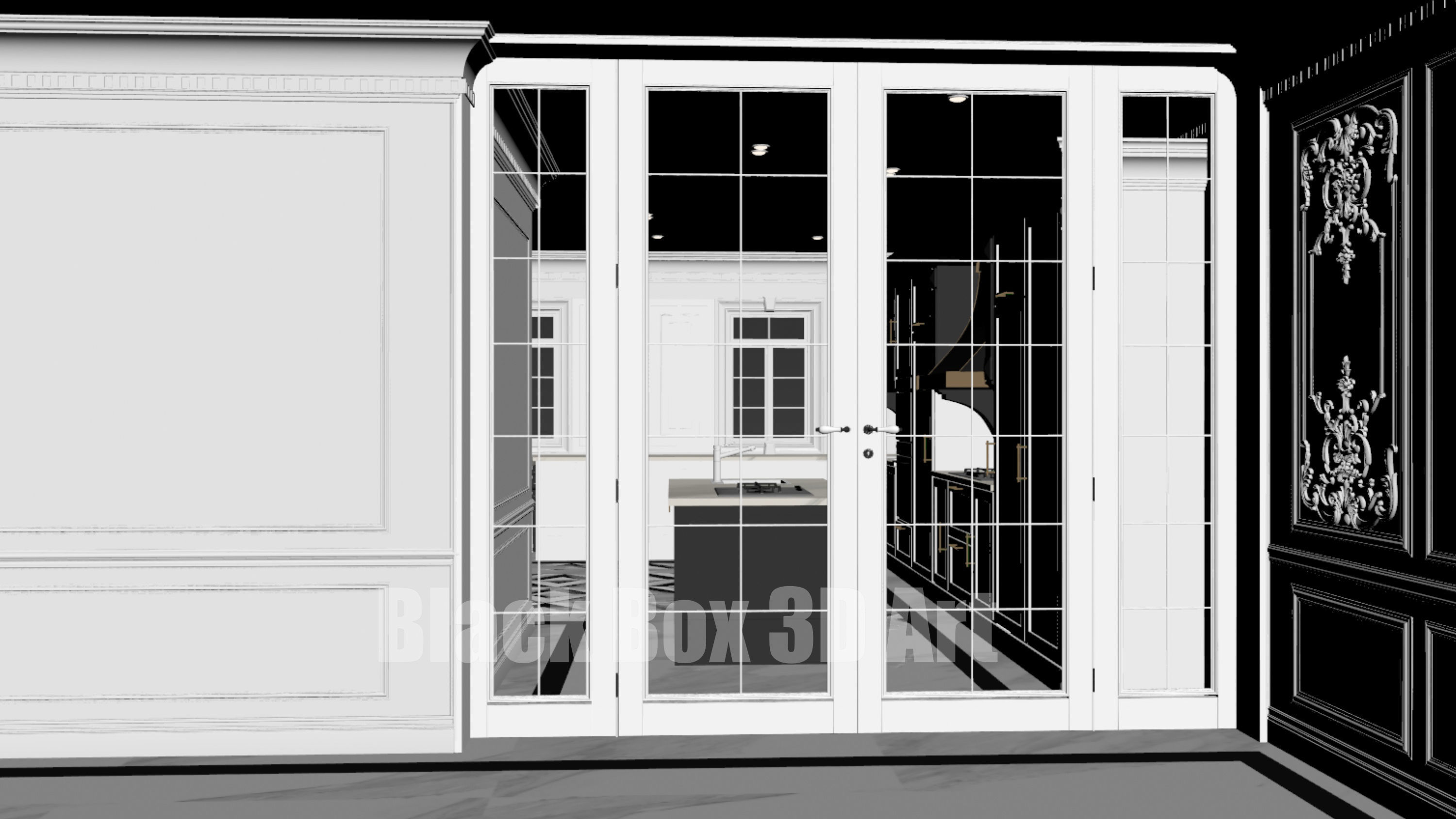 Classic interior design of the villa 3D model_57