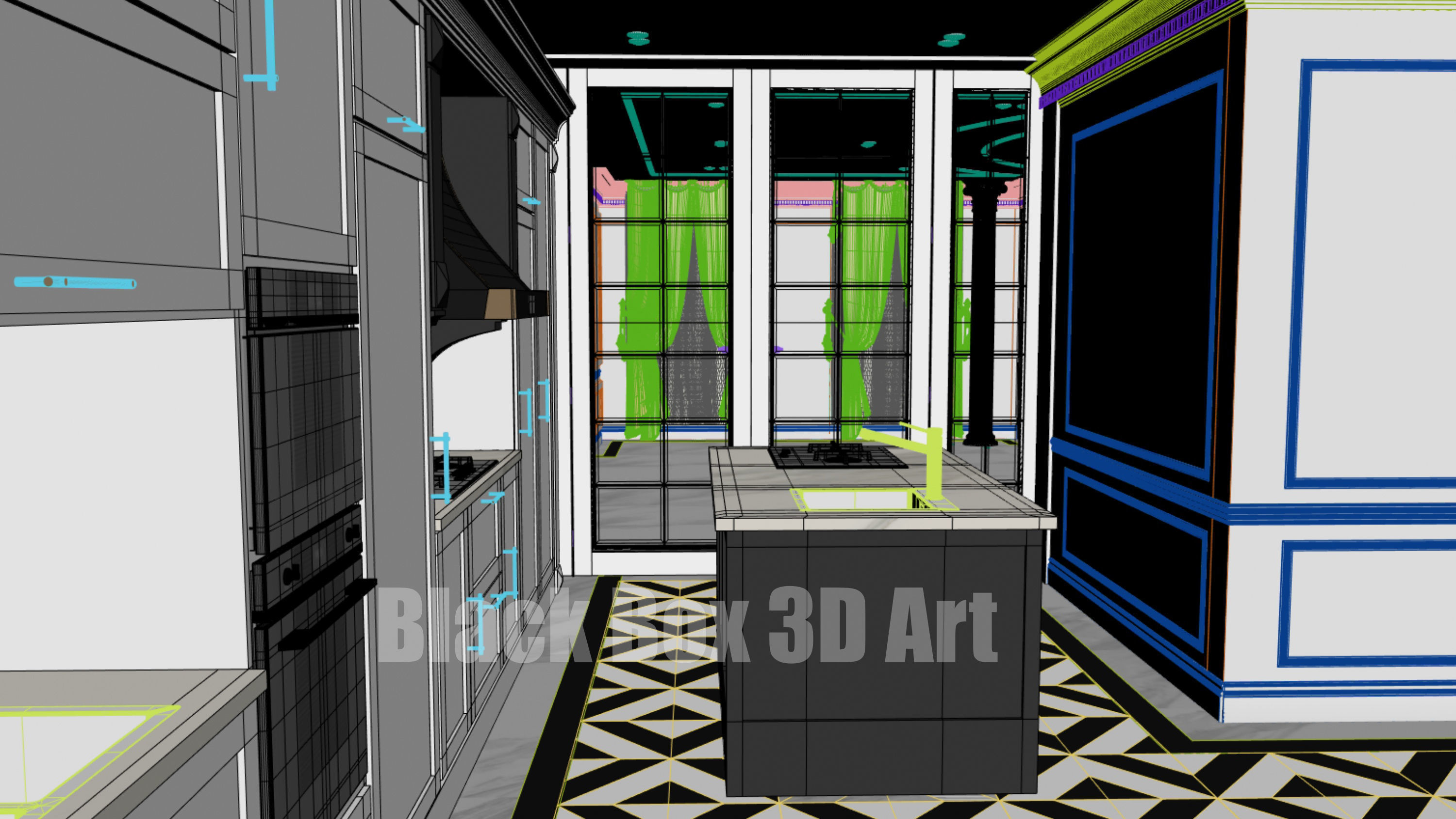 Classic interior design of the villa 3D model_29