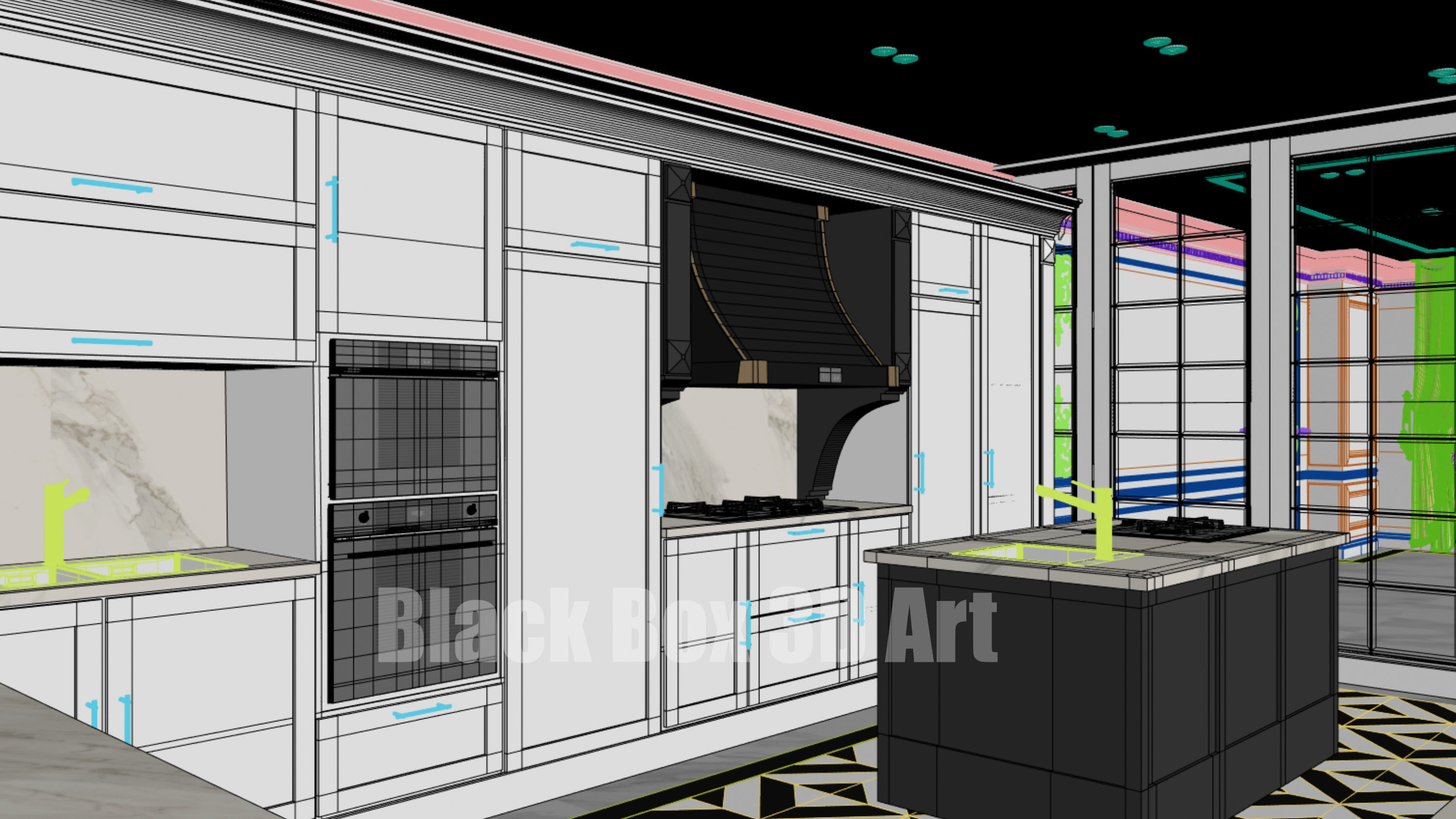 Classic interior design of the villa 3D model_34