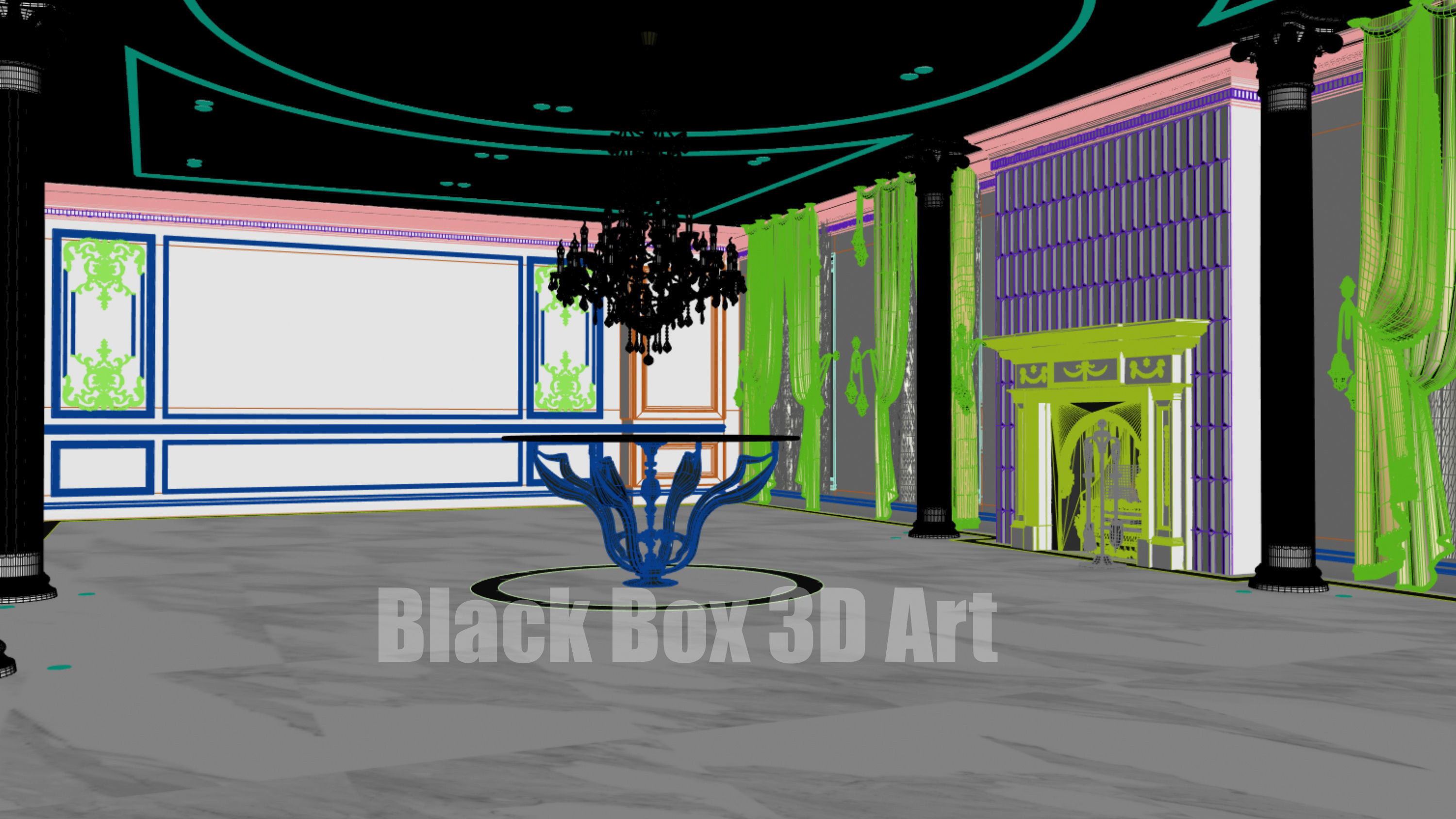 Classic interior design of the villa 3D model_41