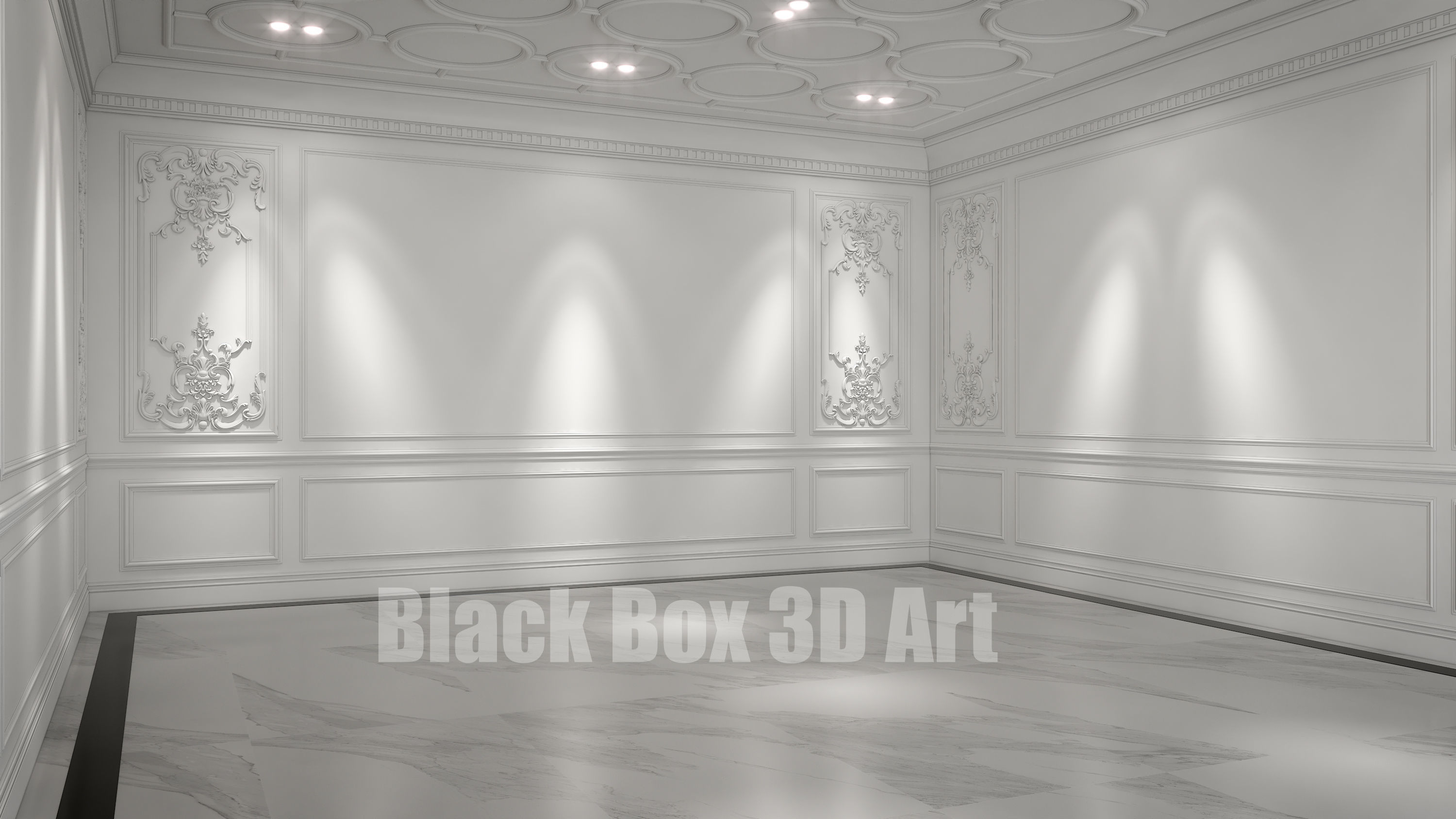 Classic interior design of the villa 3D model_6
