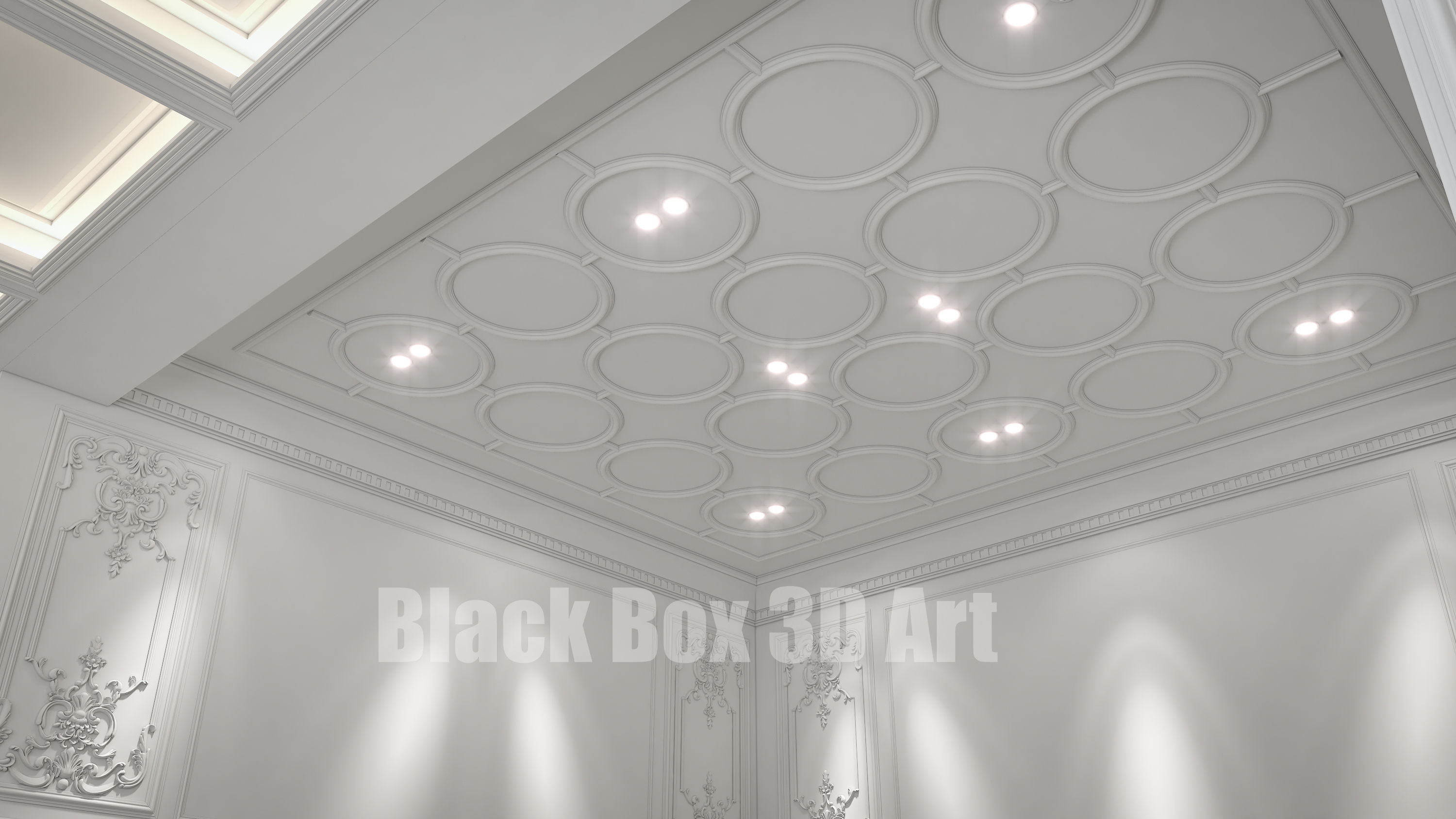 Classic interior design of the villa 3D model_10