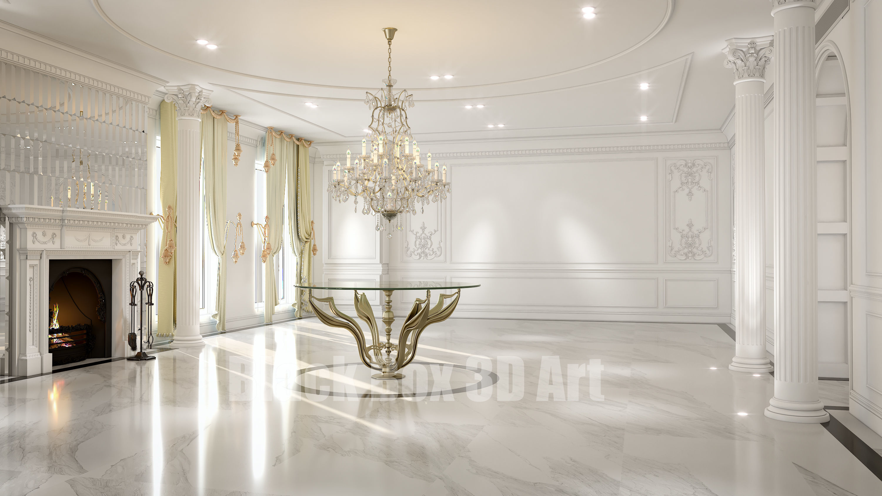 Classic interior design of the villa 3D model_4