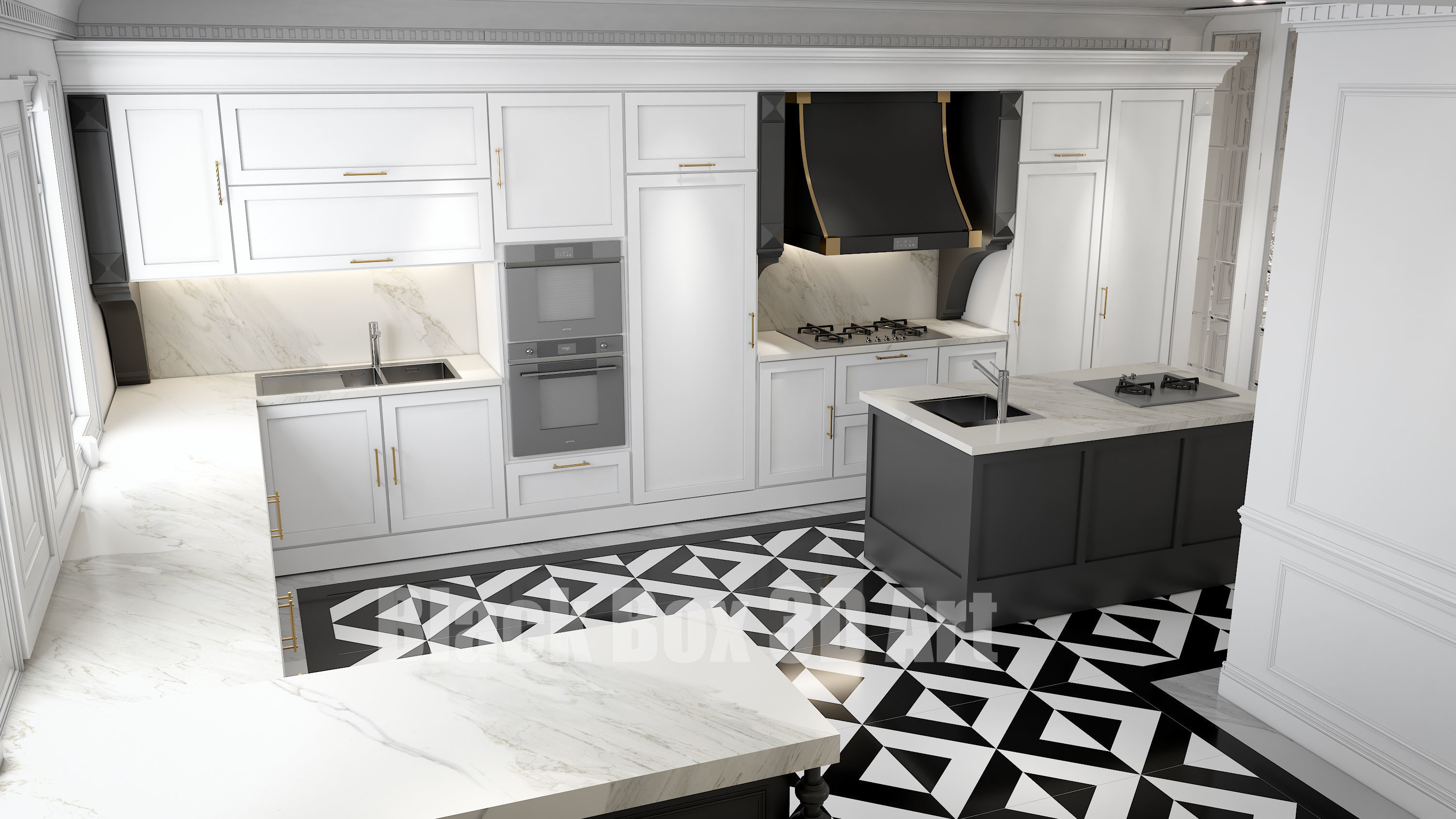 Classic interior design of the villa 3D model_18